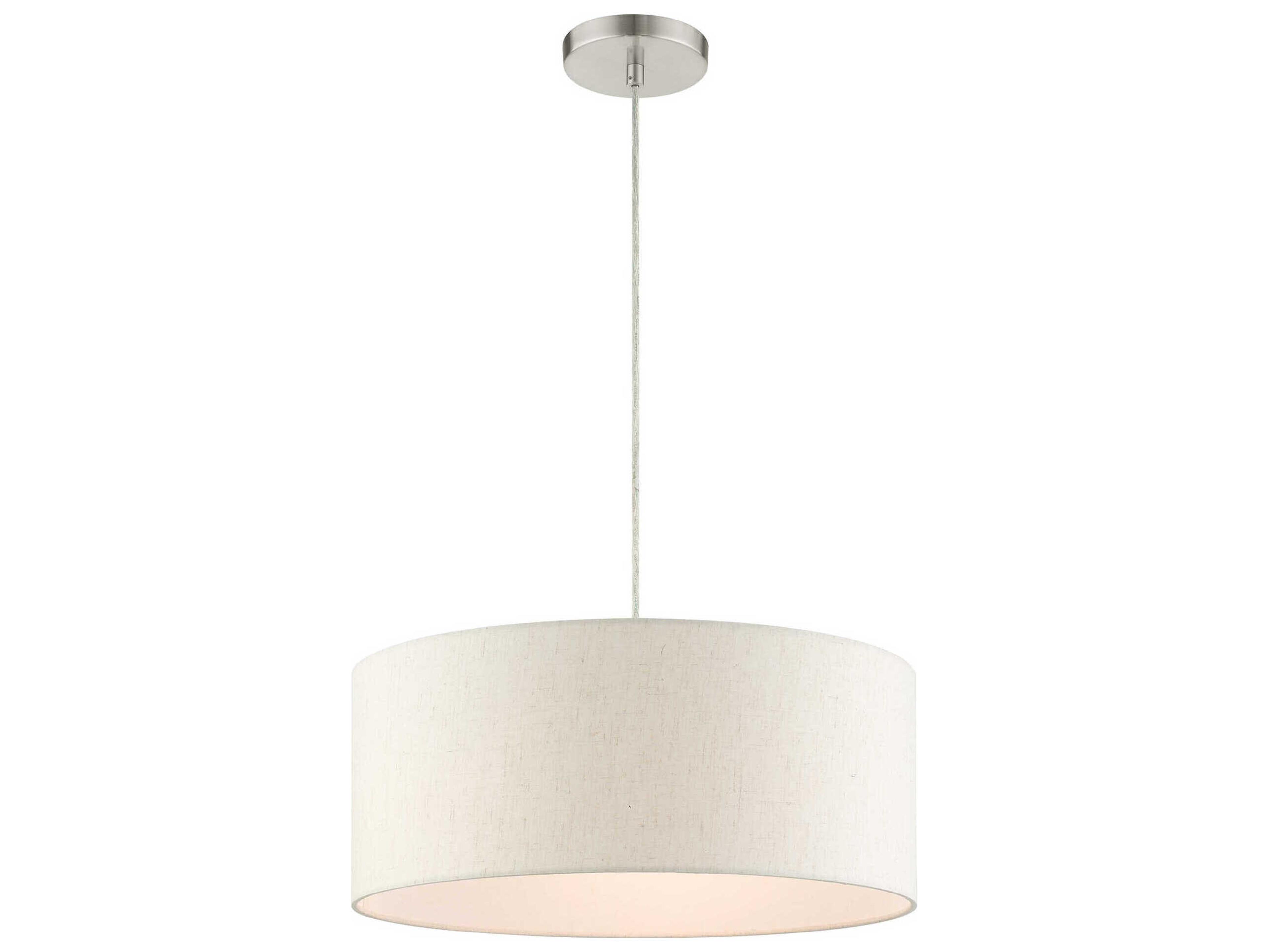 Livex Lighting Meadow 3-Light Brushed Nickel Drum Pendant