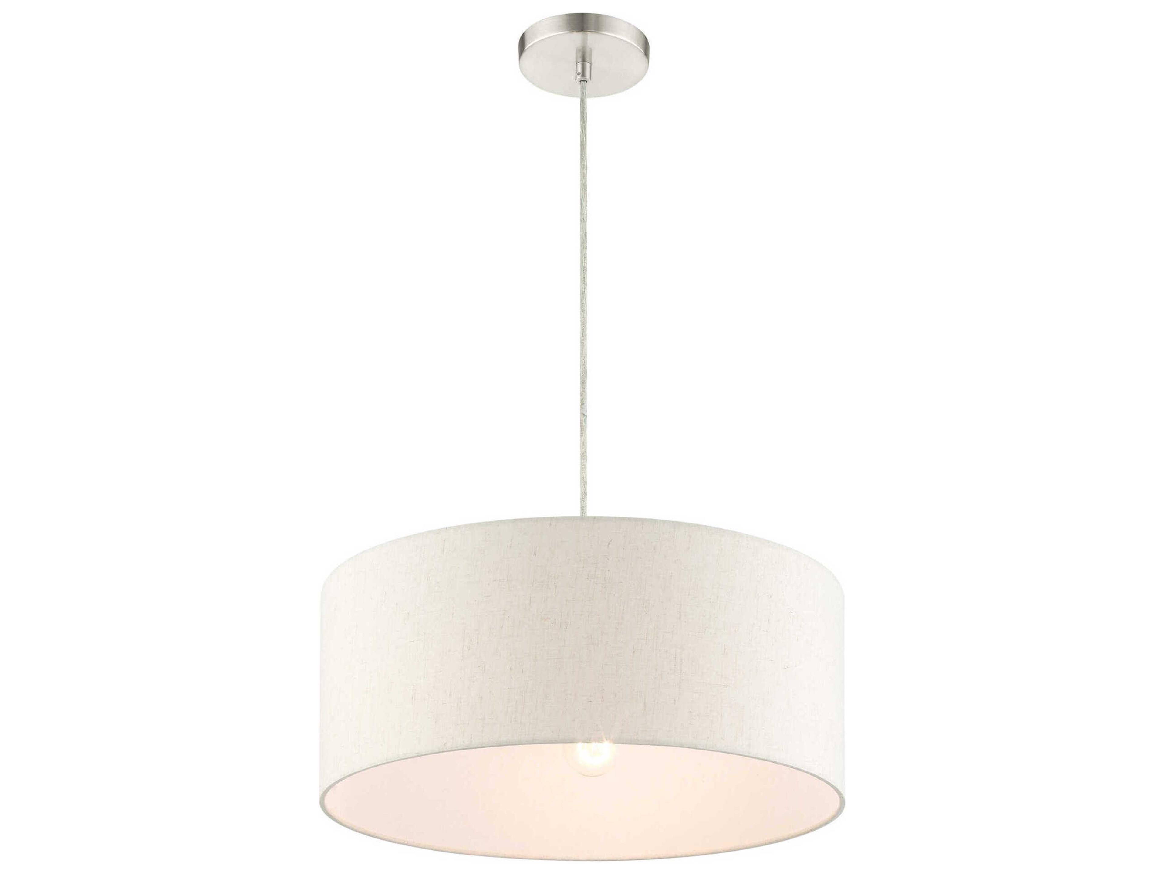 Livex Lighting Meadow 3-Light Brushed Nickel Drum Pendant