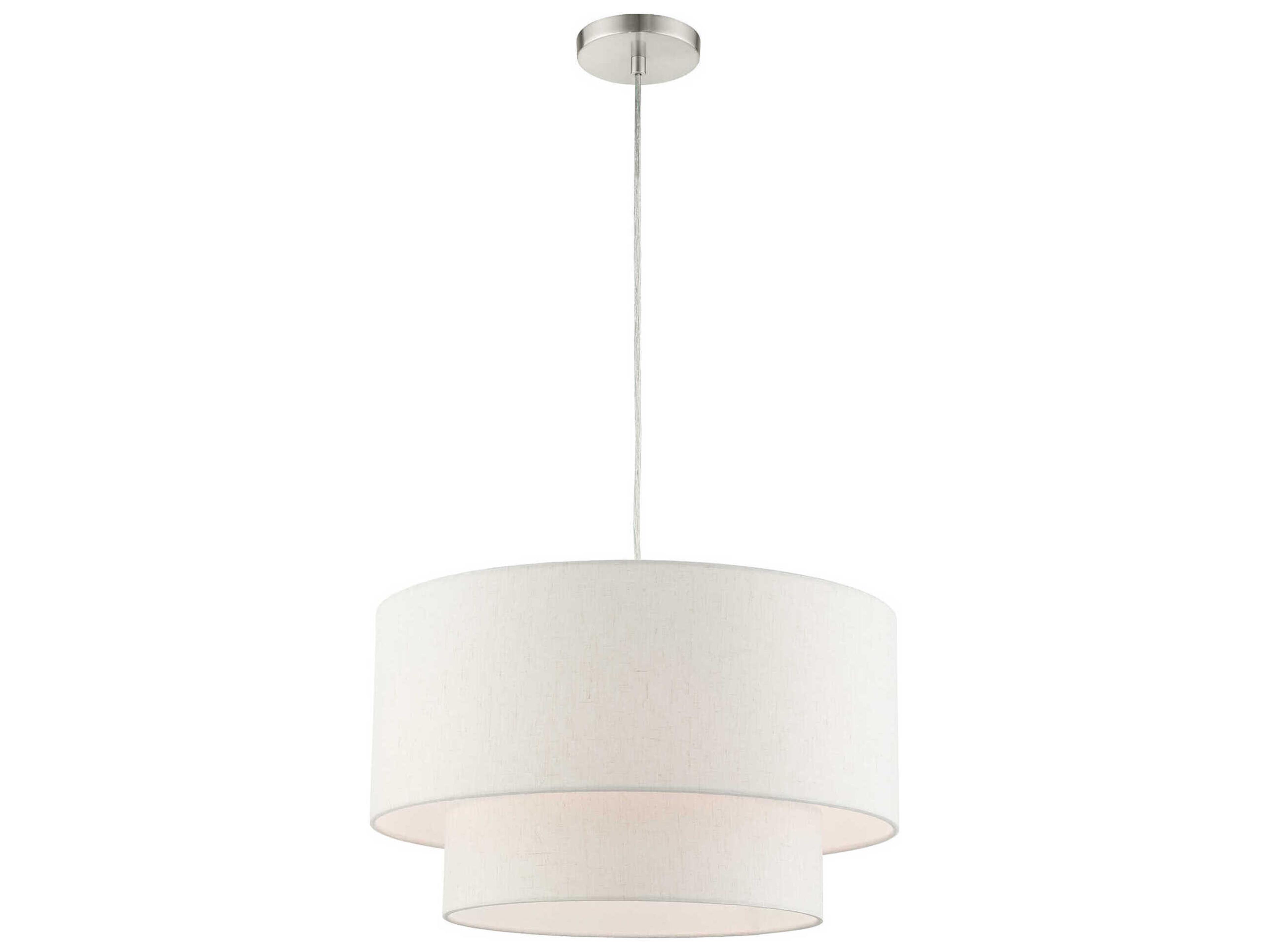 Livex Lighting Meadow 3-Light Brushed Nickel Drum Pendant