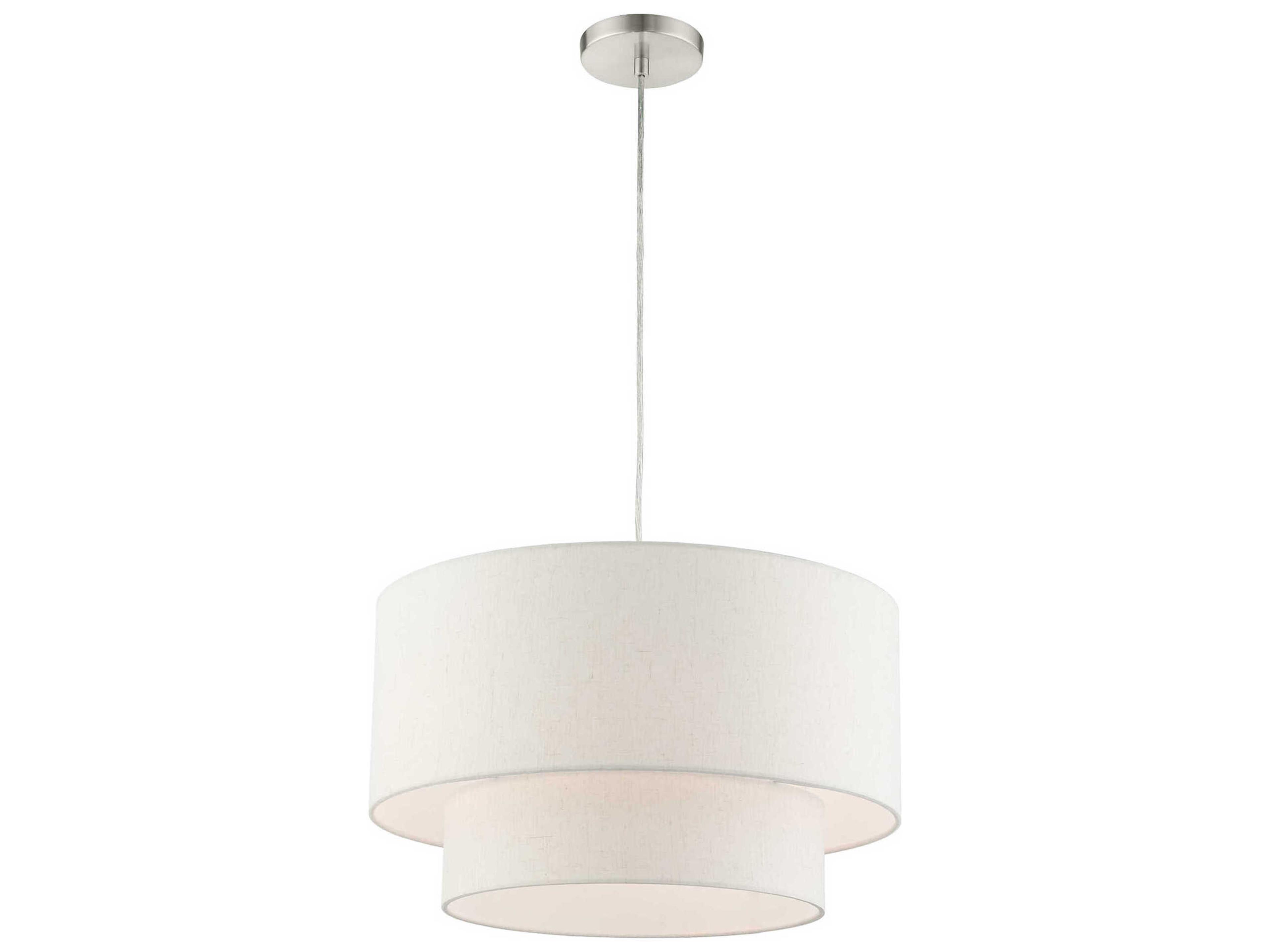 Livex Lighting Meadow 3-Light Brushed Nickel Drum Pendant