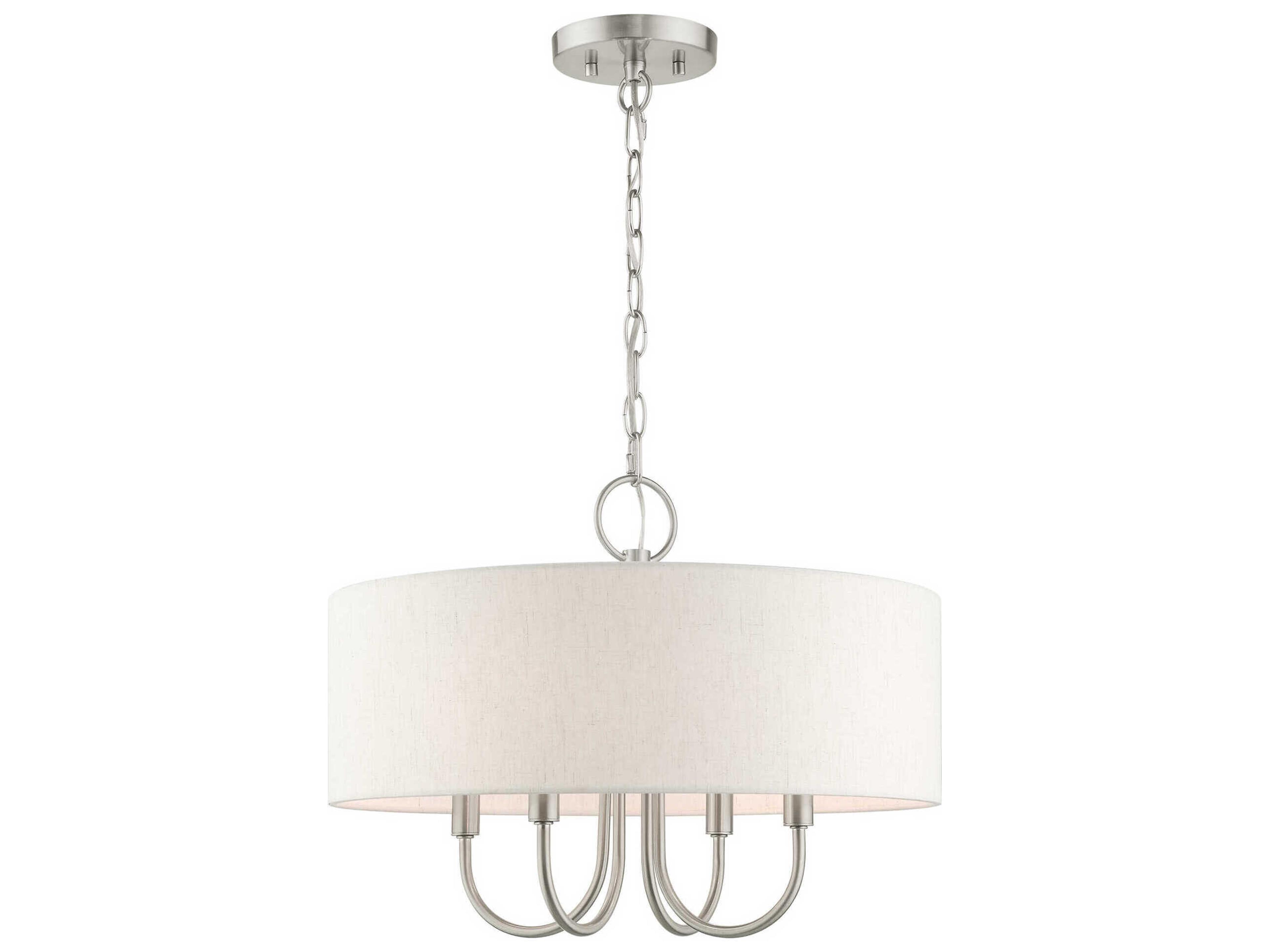 Blossom 4-Light Brushed Nickel White Drum Chandelier
