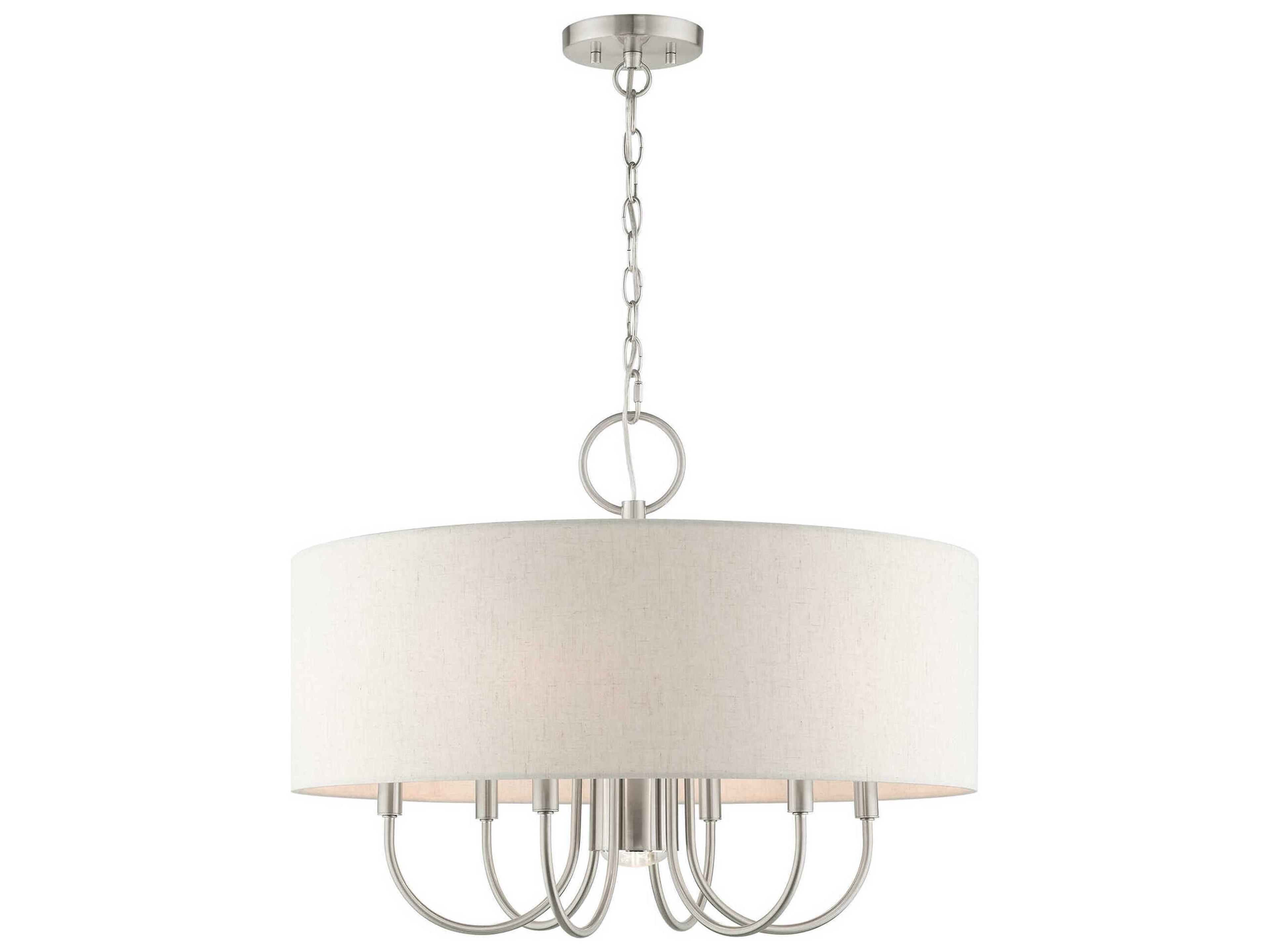 Blossom 7-Light Brushed Nickel White Drum Chandelier