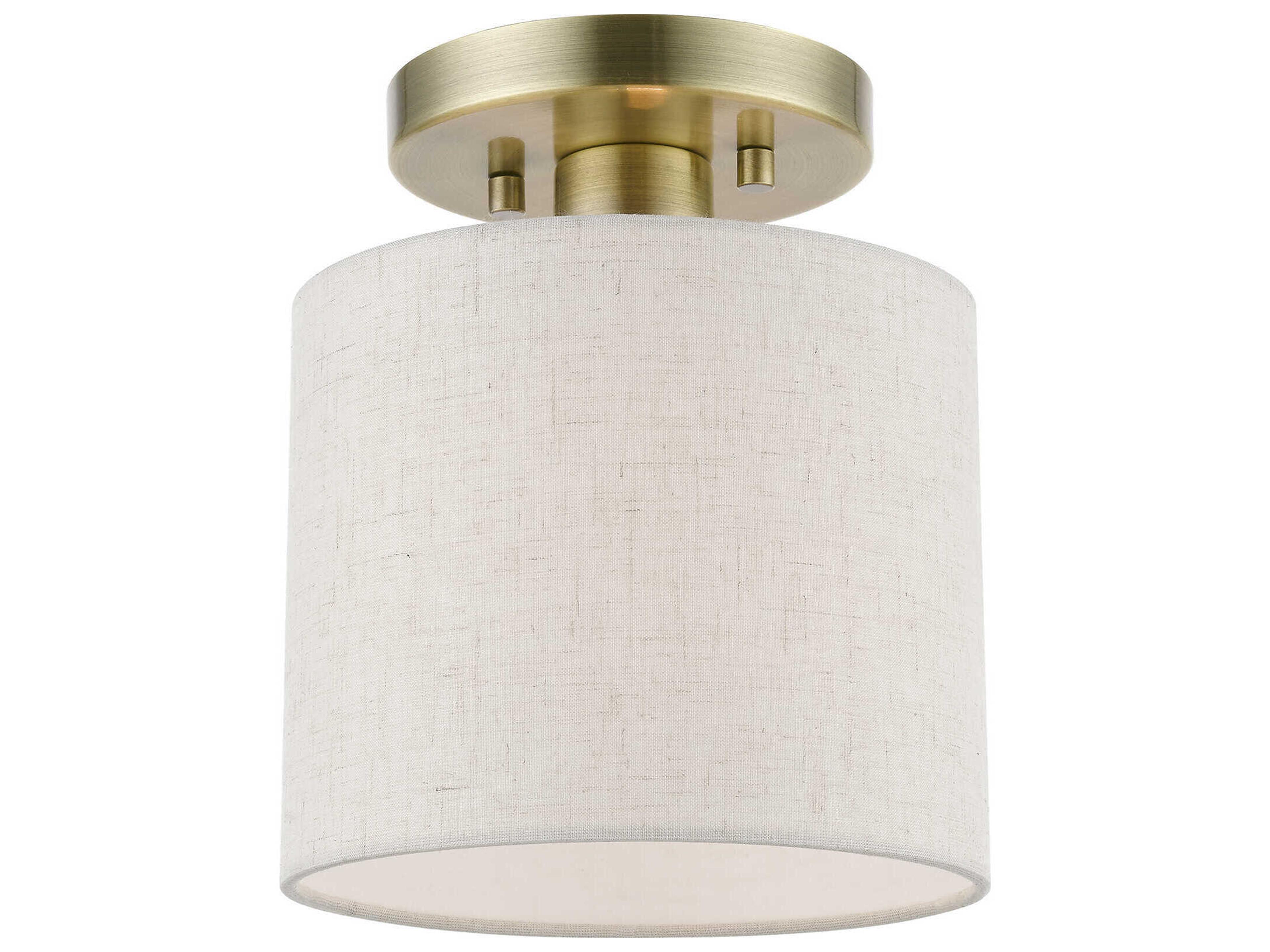 Blossom 1-Light Antique Brass Drum Semi Flush Mount