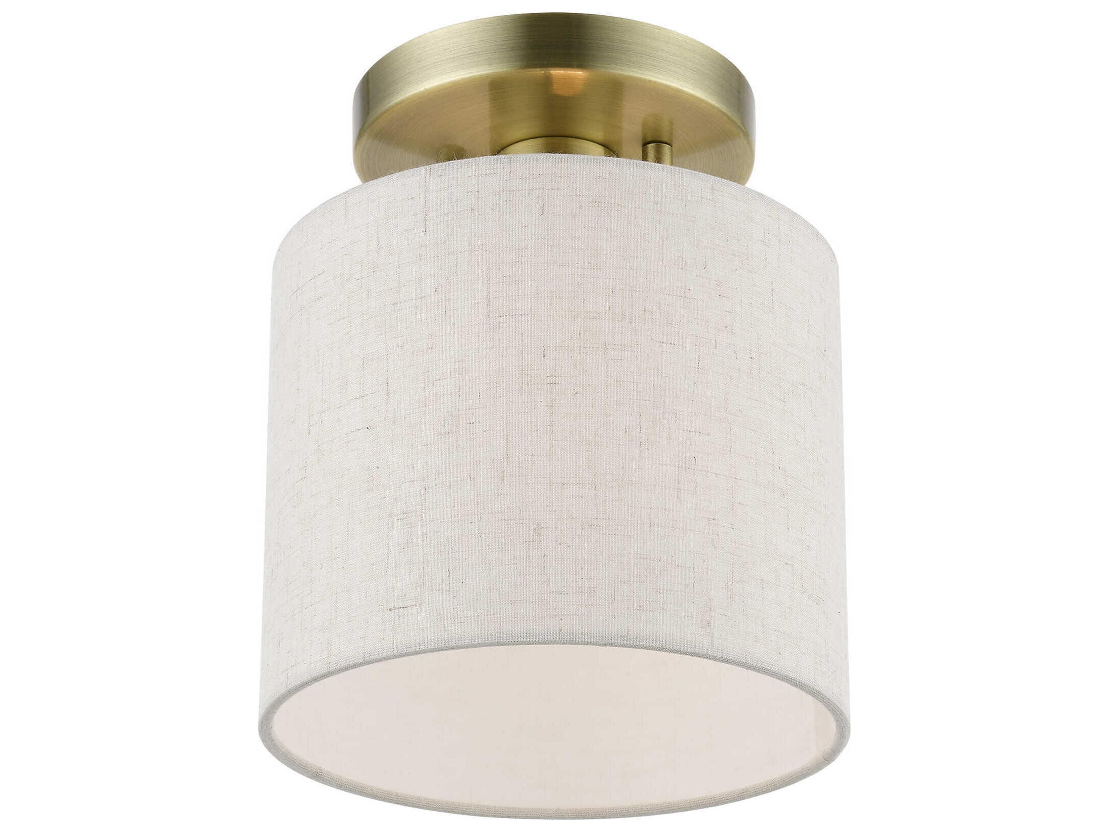 Livex Lighting Blossom 1-Light Antique Brass Drum Semi Flush Mount