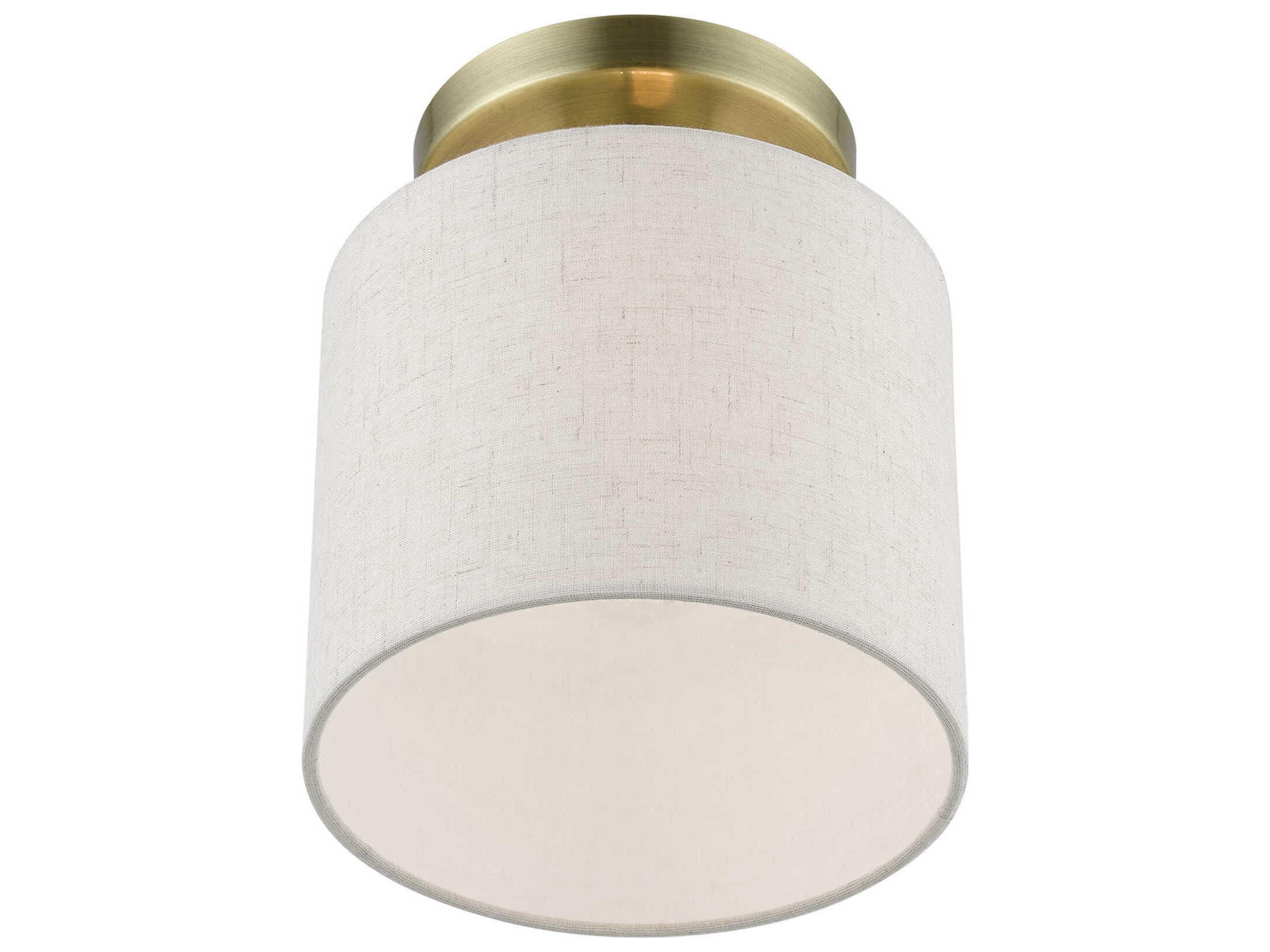 Livex Lighting Blossom 1-Light Antique Brass Drum Semi Flush Mount