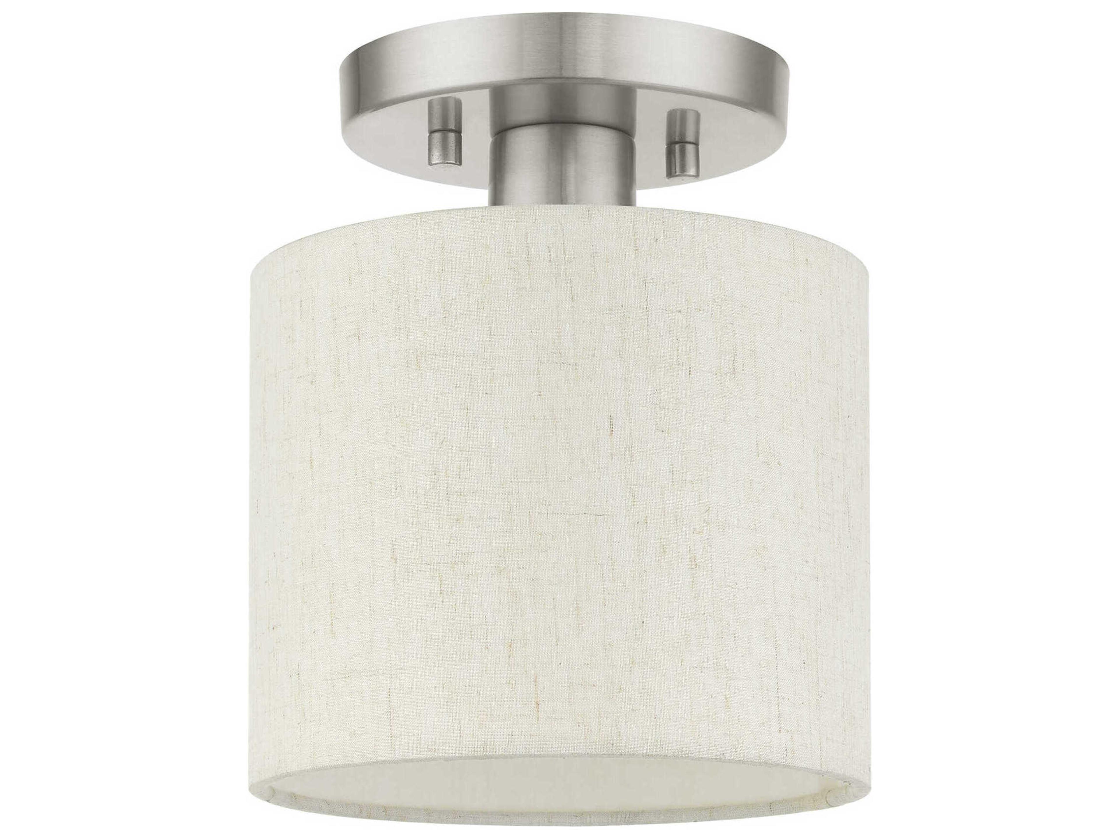 Livex Lighting Meadow 1-Light Brushed Nickel Drum Semi Flush Mount