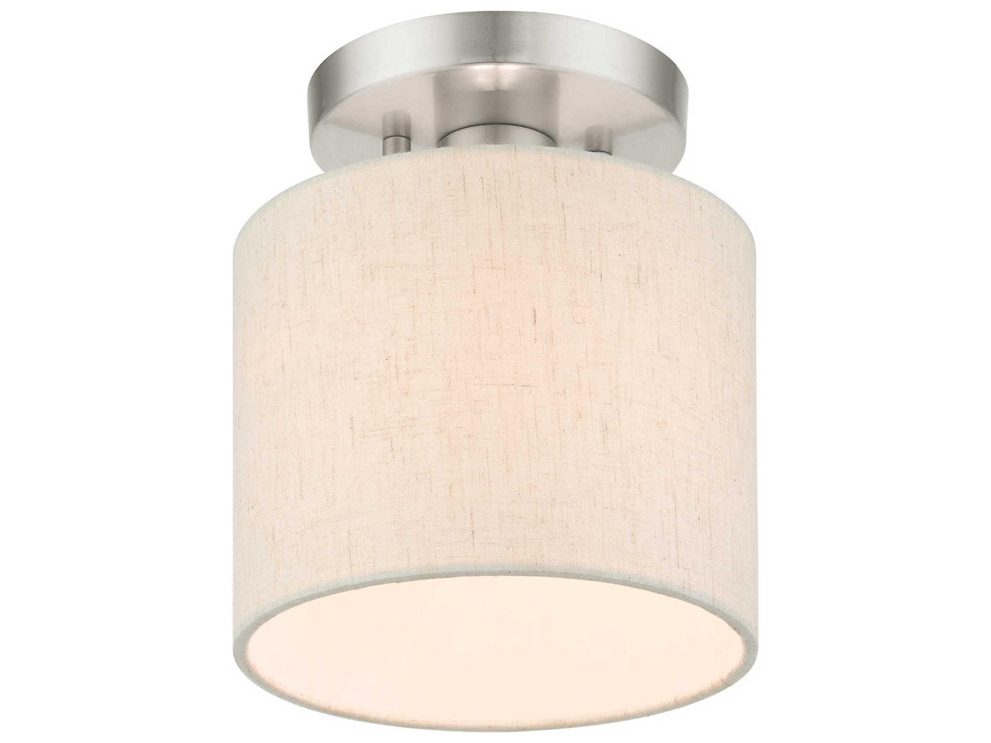 Livex Lighting Meadow 1-Light Brushed Nickel Drum Semi Flush Mount