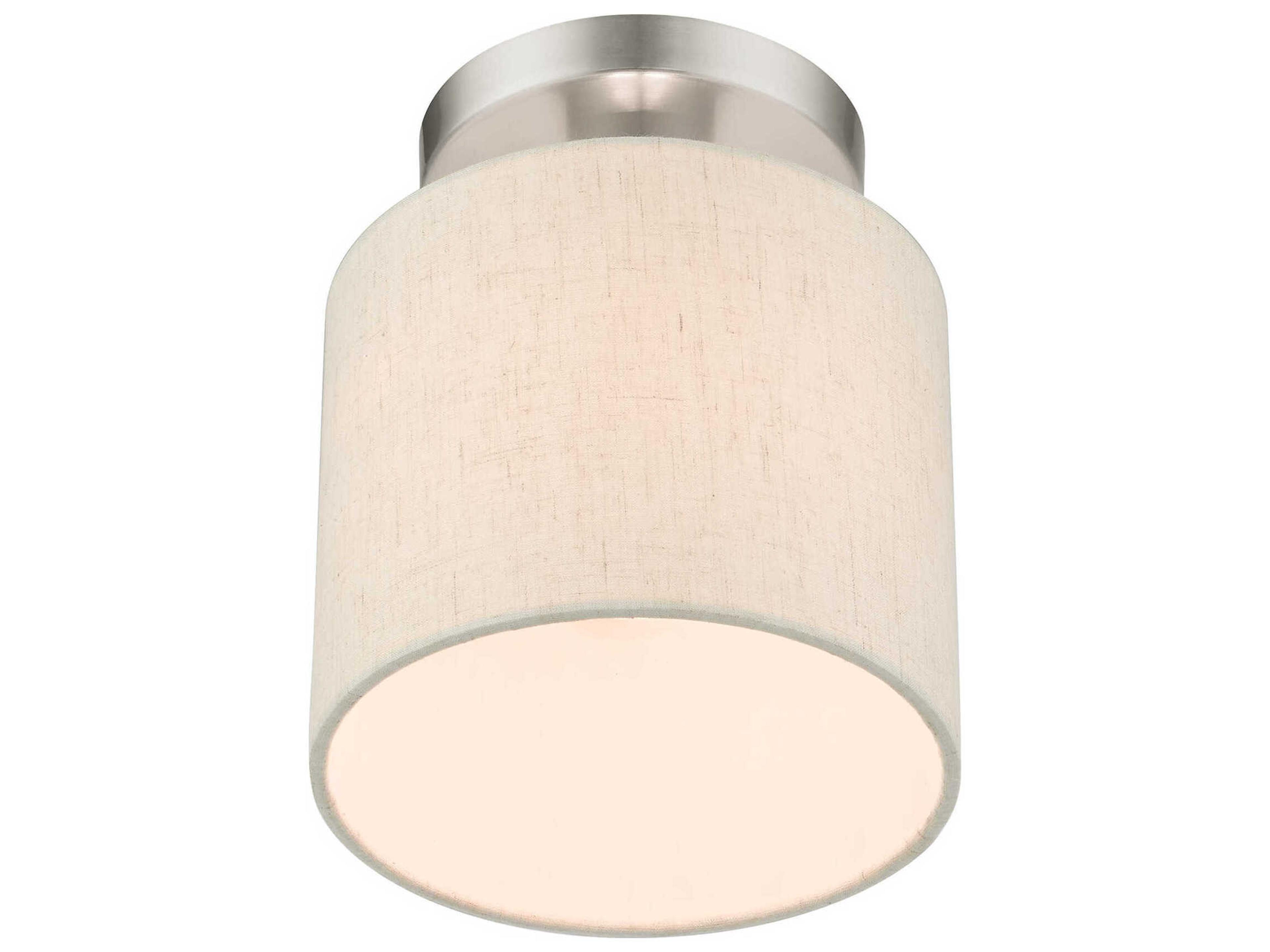 Livex Lighting Meadow 1-Light Brushed Nickel Drum Semi Flush Mount