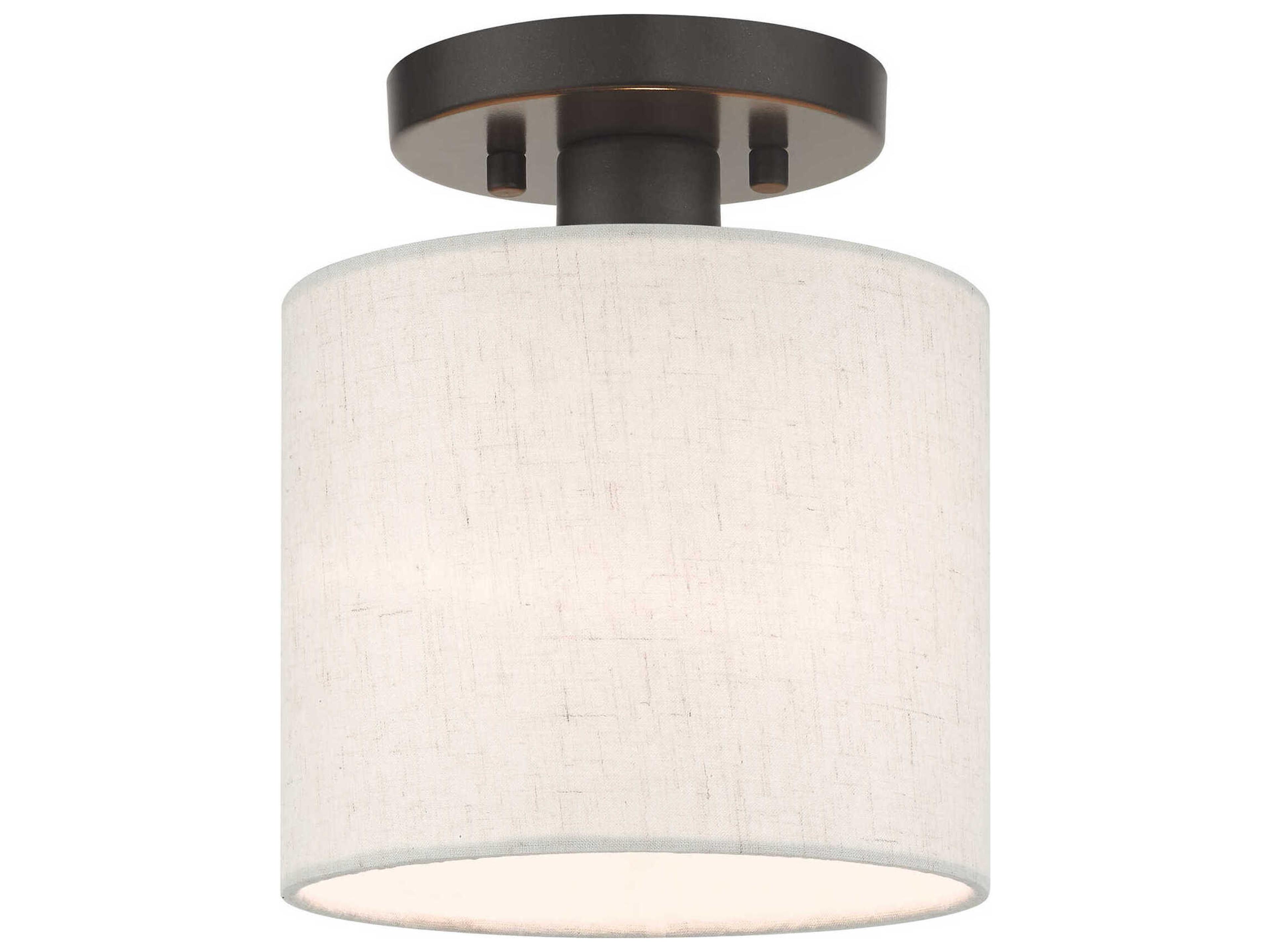 Meadow 1-Light English Bronze Drum Semi Flush Mount