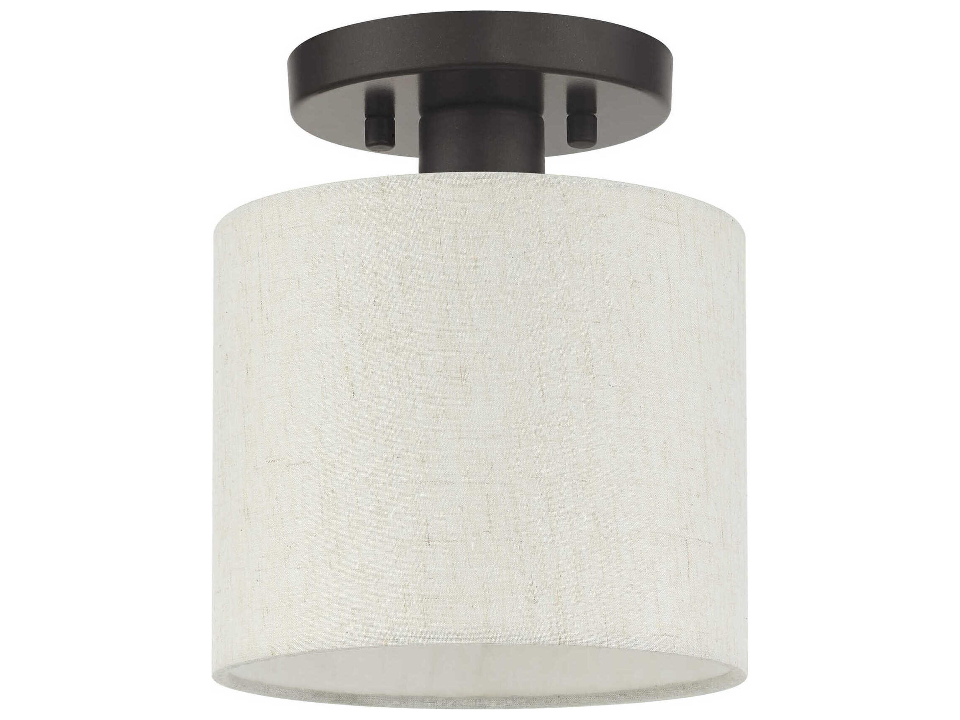 Livex Lighting Meadow 1-Light English Bronze Drum Semi Flush Mount