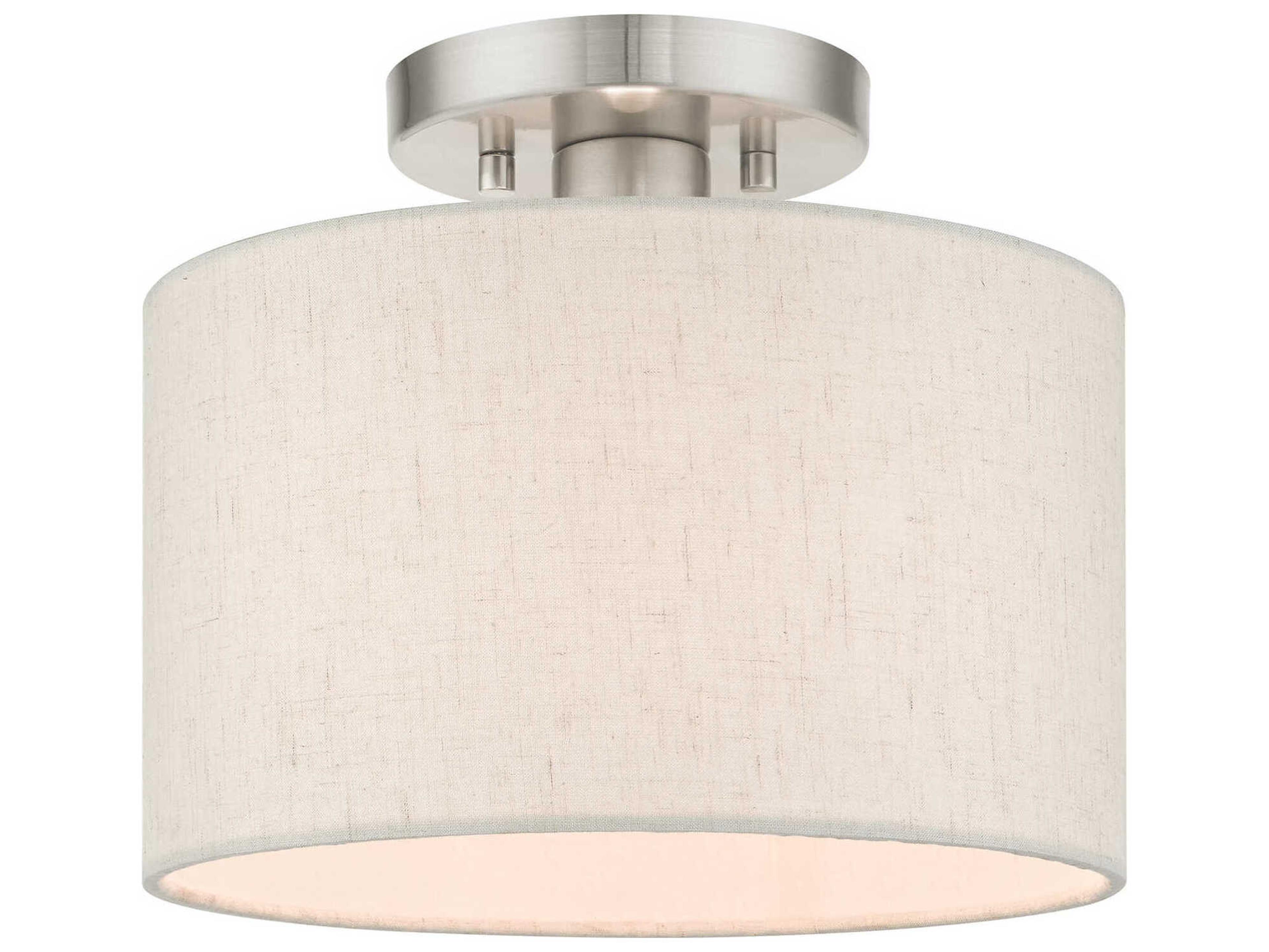 Meadow 1-Light Brushed Nickel Drum Semi Flush Mount