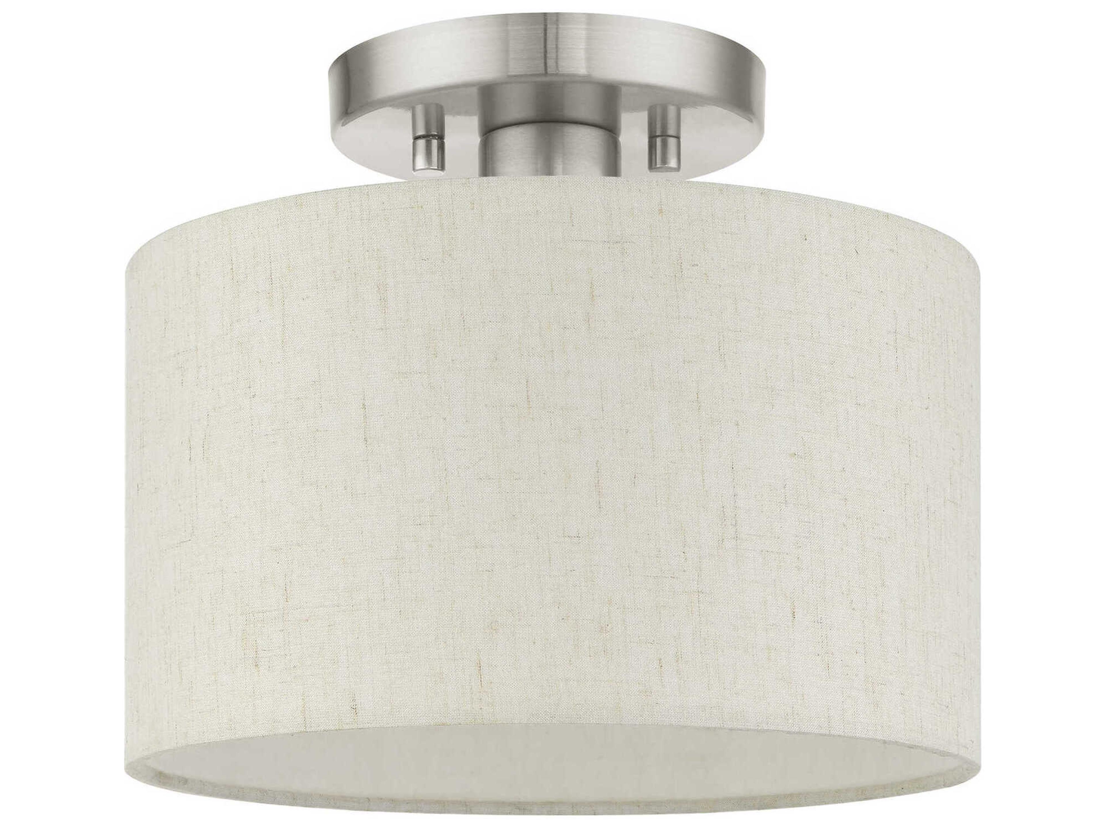 Livex Lighting Meadow 1-Light Brushed Nickel Drum Semi Flush Mount