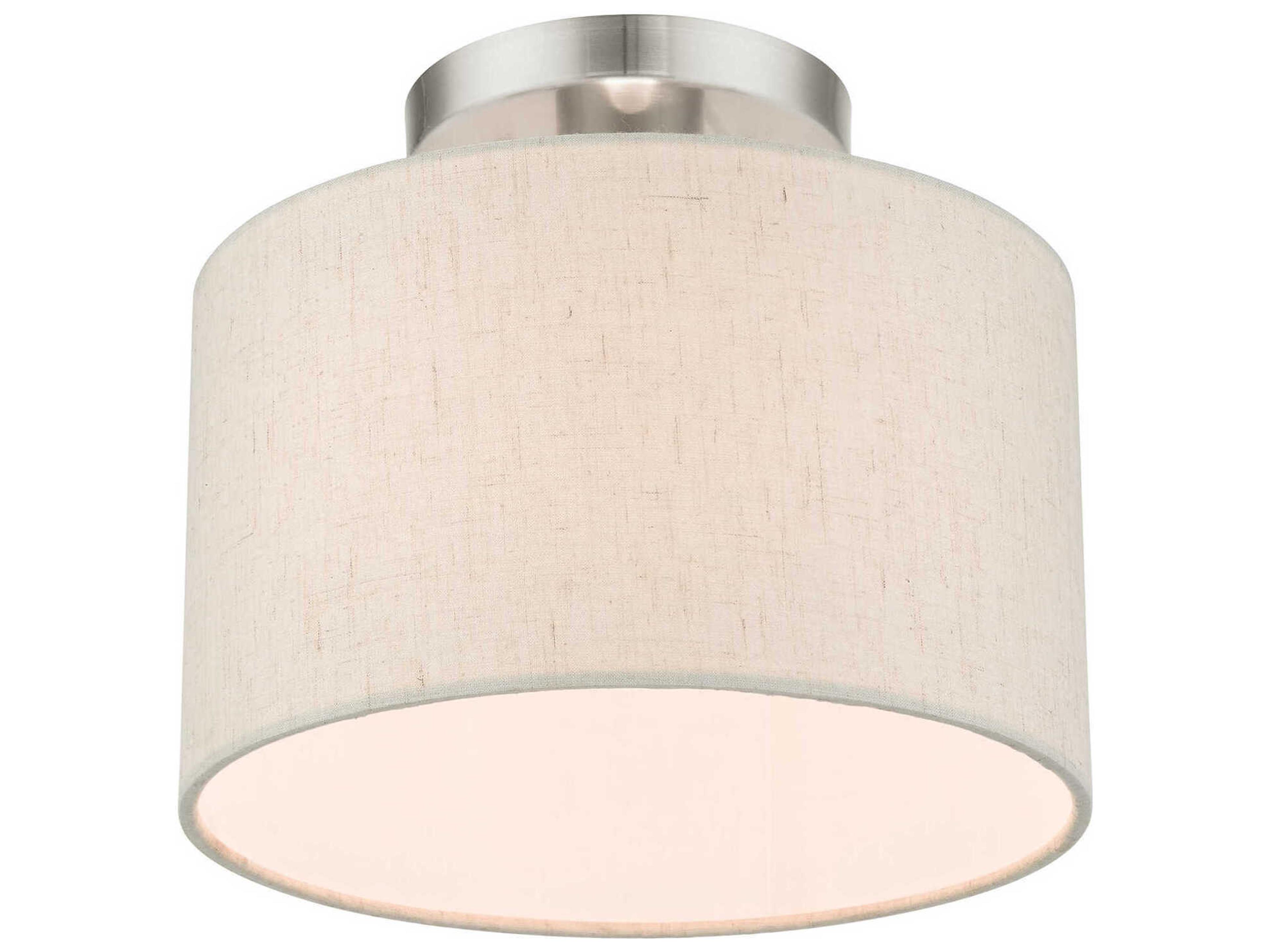 Livex Lighting Meadow 1-Light Brushed Nickel Drum Semi Flush Mount