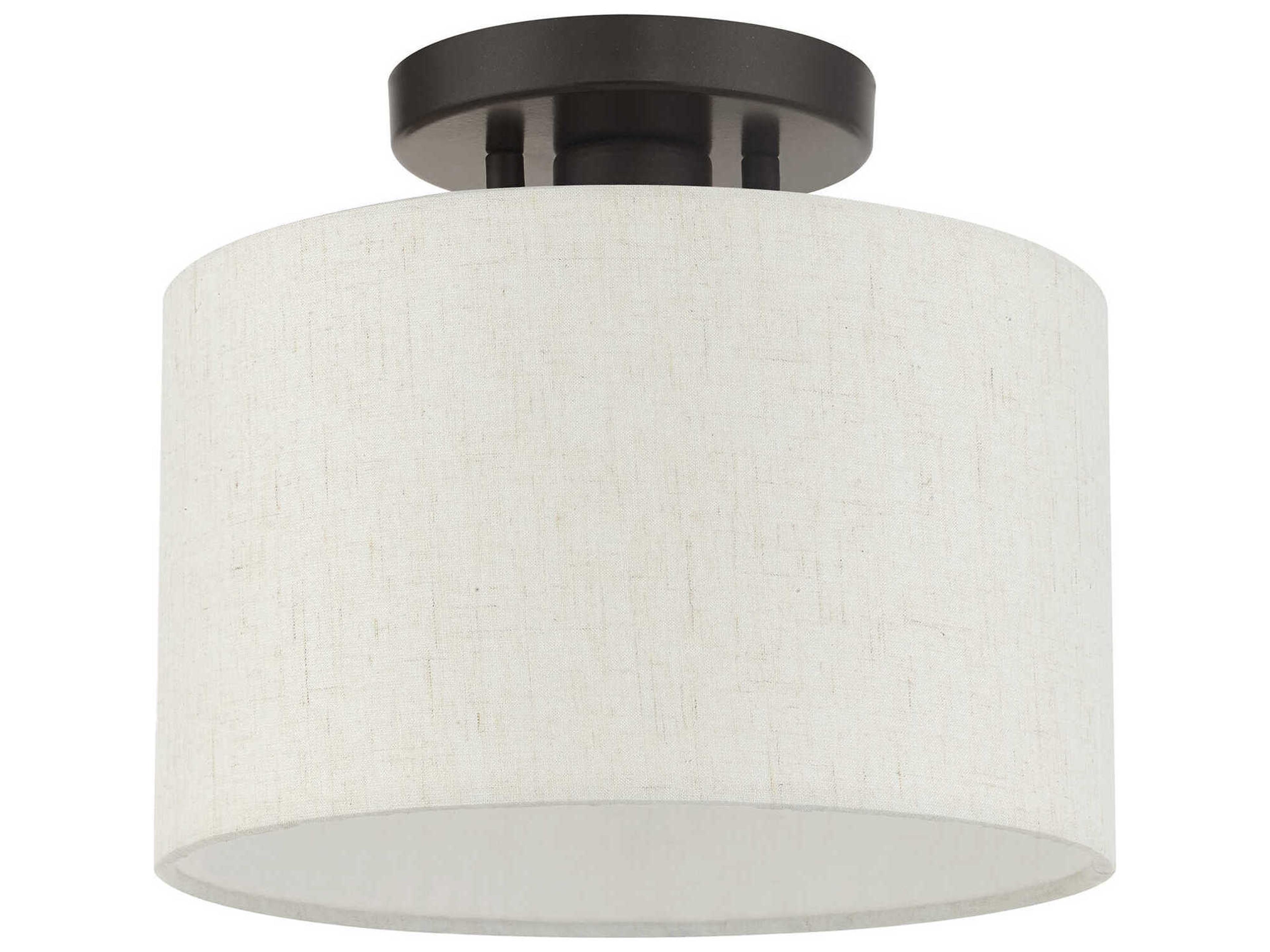 Livex Lighting Meadow 1-Light English Bronze Drum Semi Flush Mount