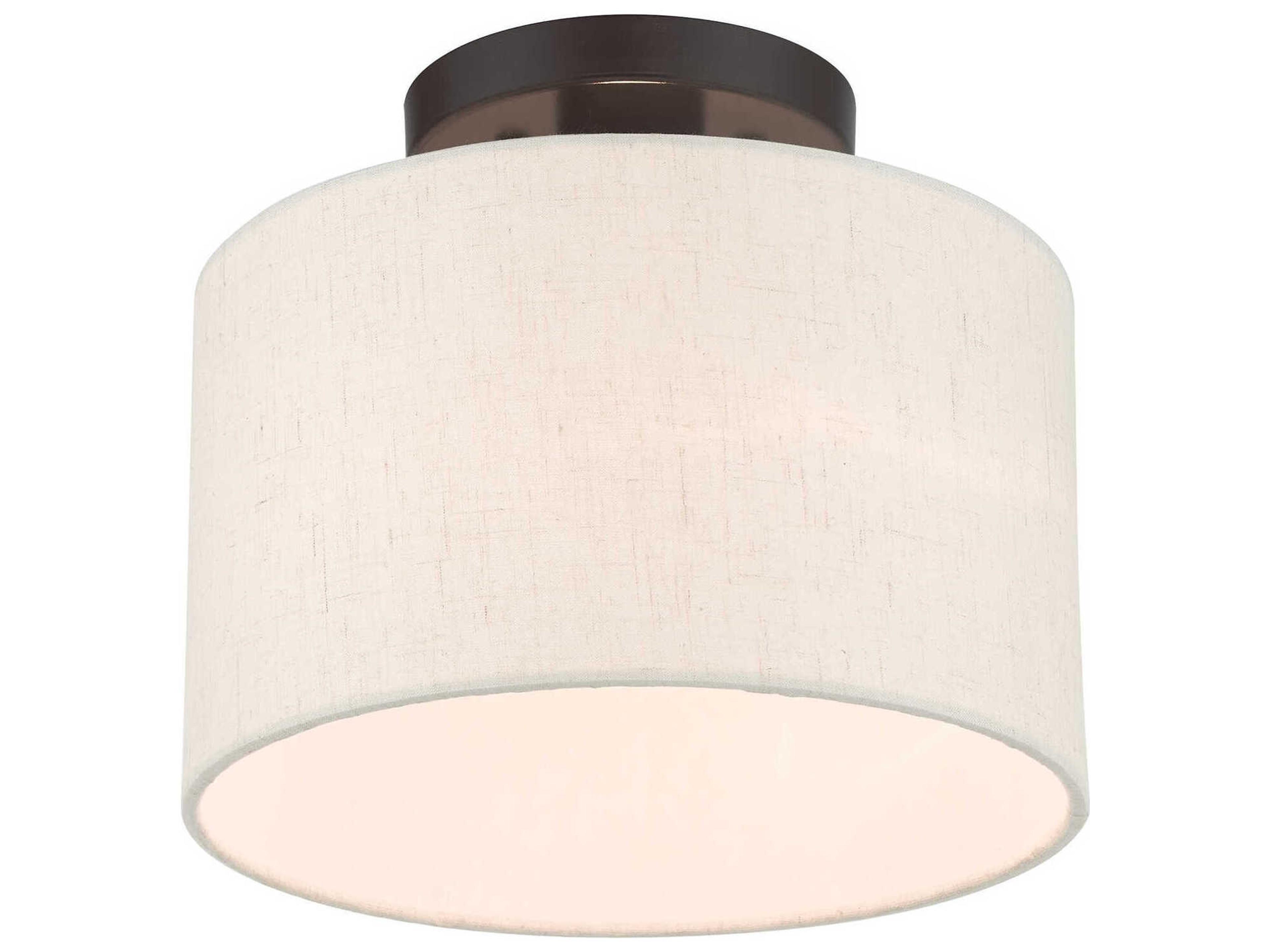 Livex Lighting Meadow 1-Light English Bronze Drum Semi Flush Mount