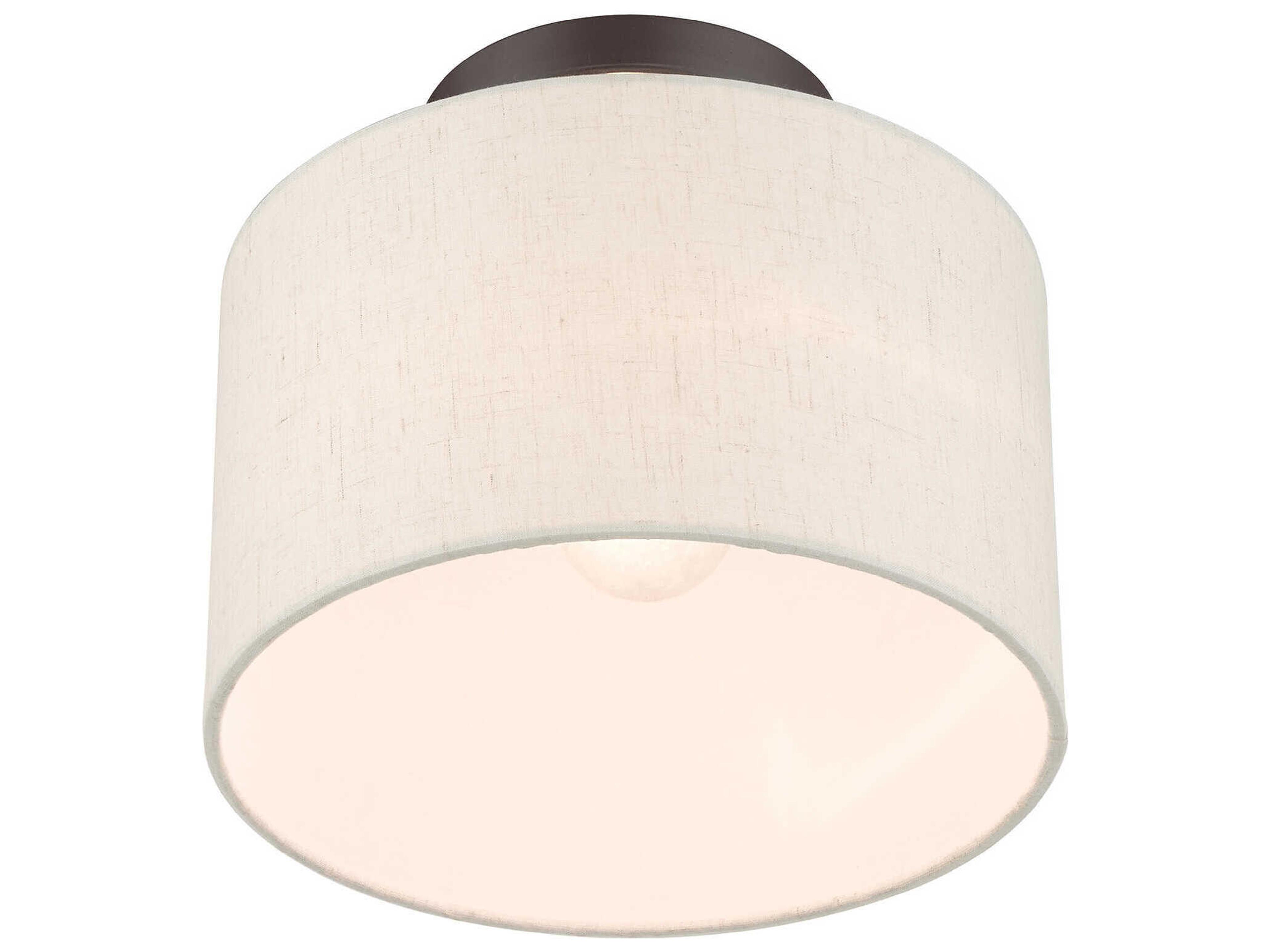 Livex Lighting Meadow 1-Light English Bronze Drum Semi Flush Mount