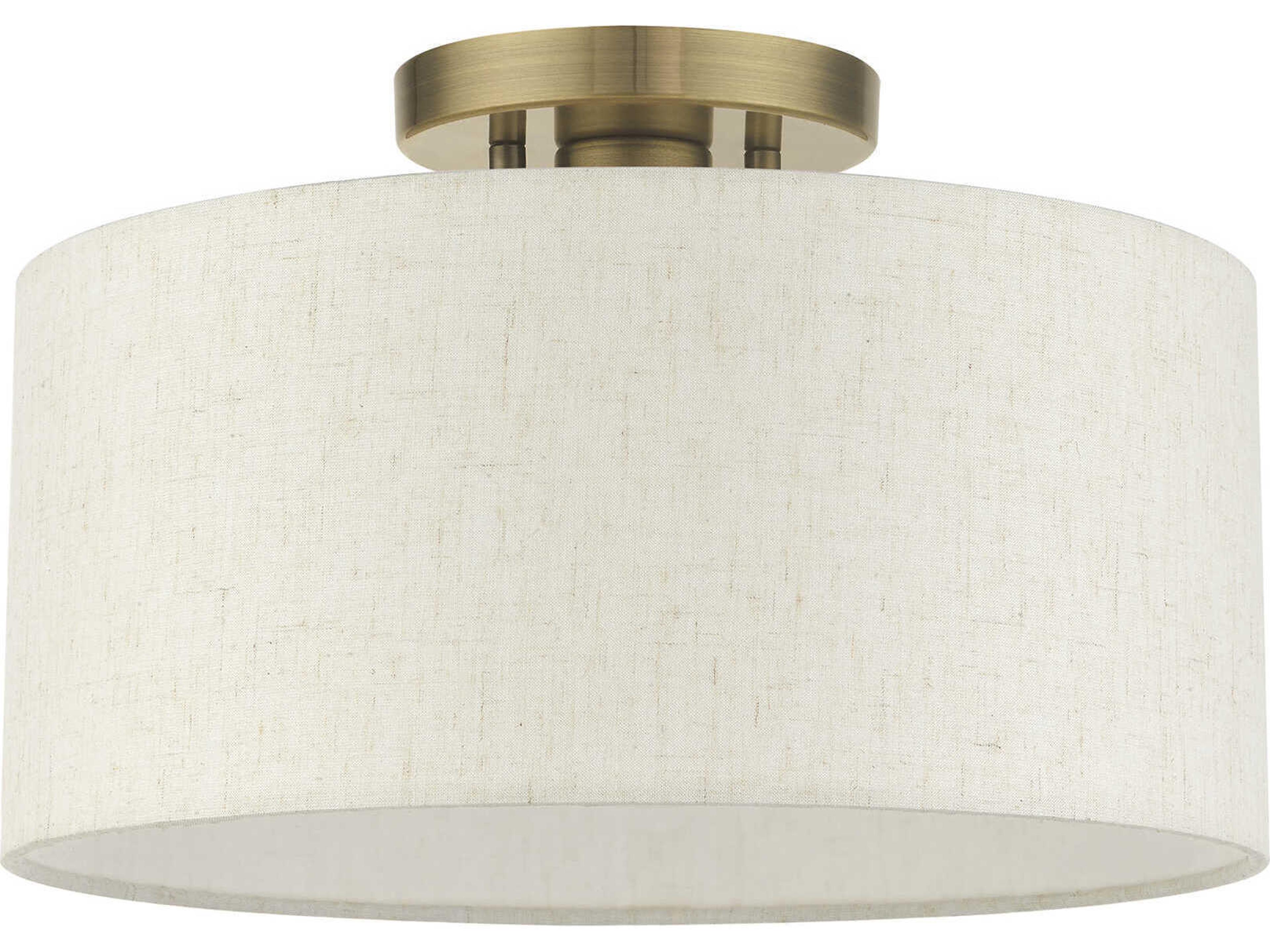 Livex Lighting Blossom 1-Light Antique Brass Drum Semi Flush Mount