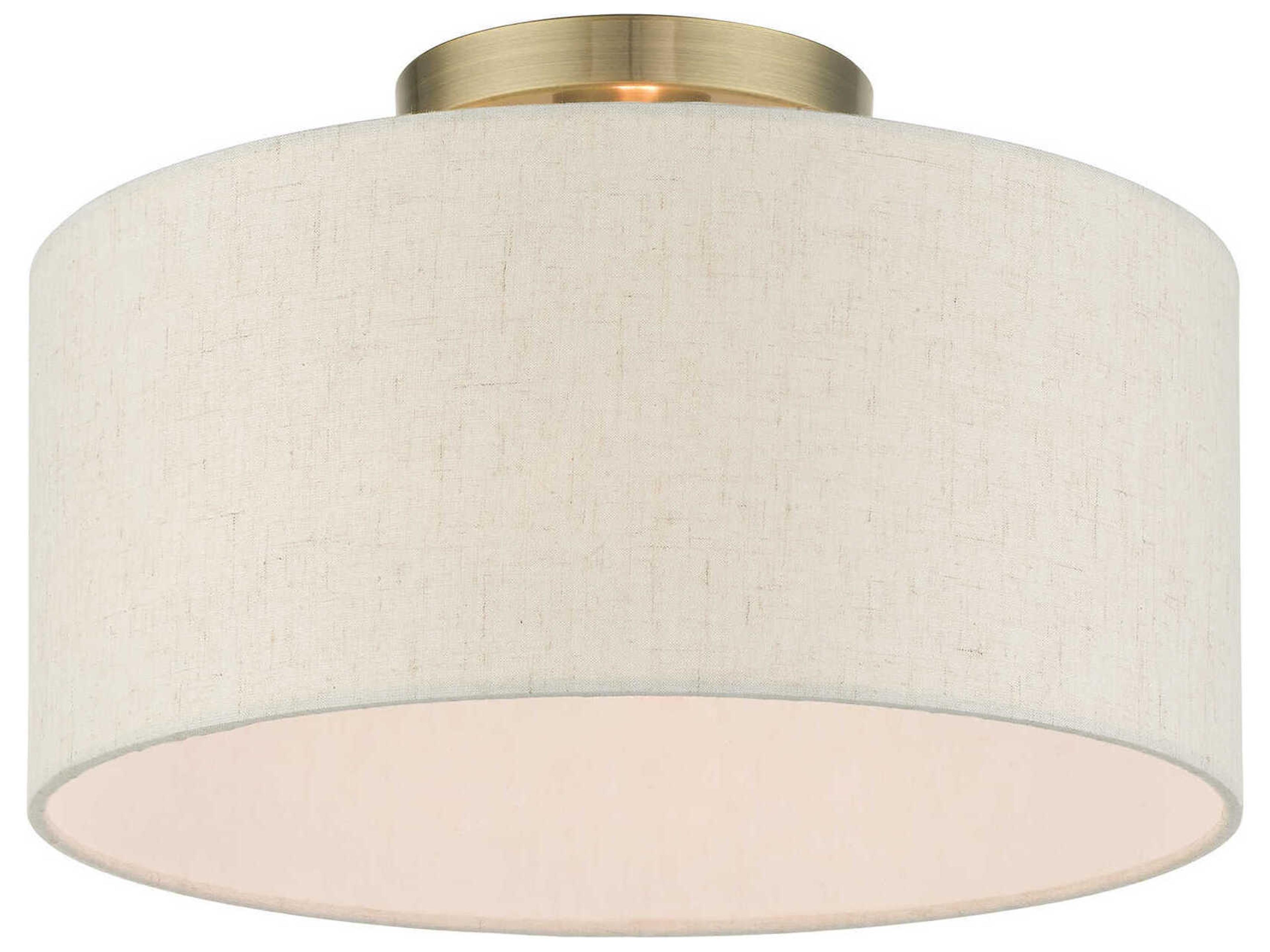 Livex Lighting Blossom 1-Light Antique Brass Drum Semi Flush Mount