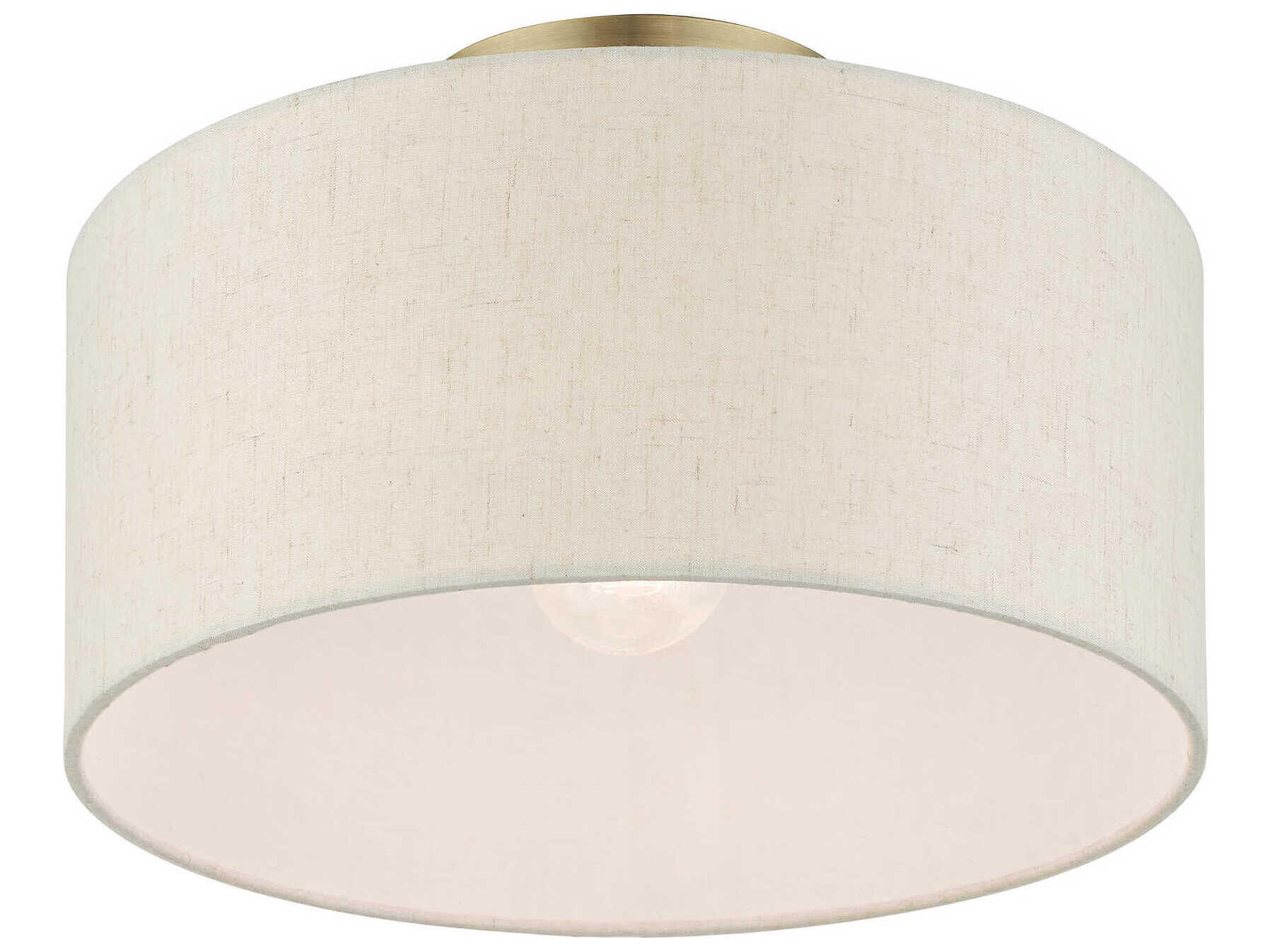 Livex Lighting Blossom 1-Light Antique Brass Drum Semi Flush Mount