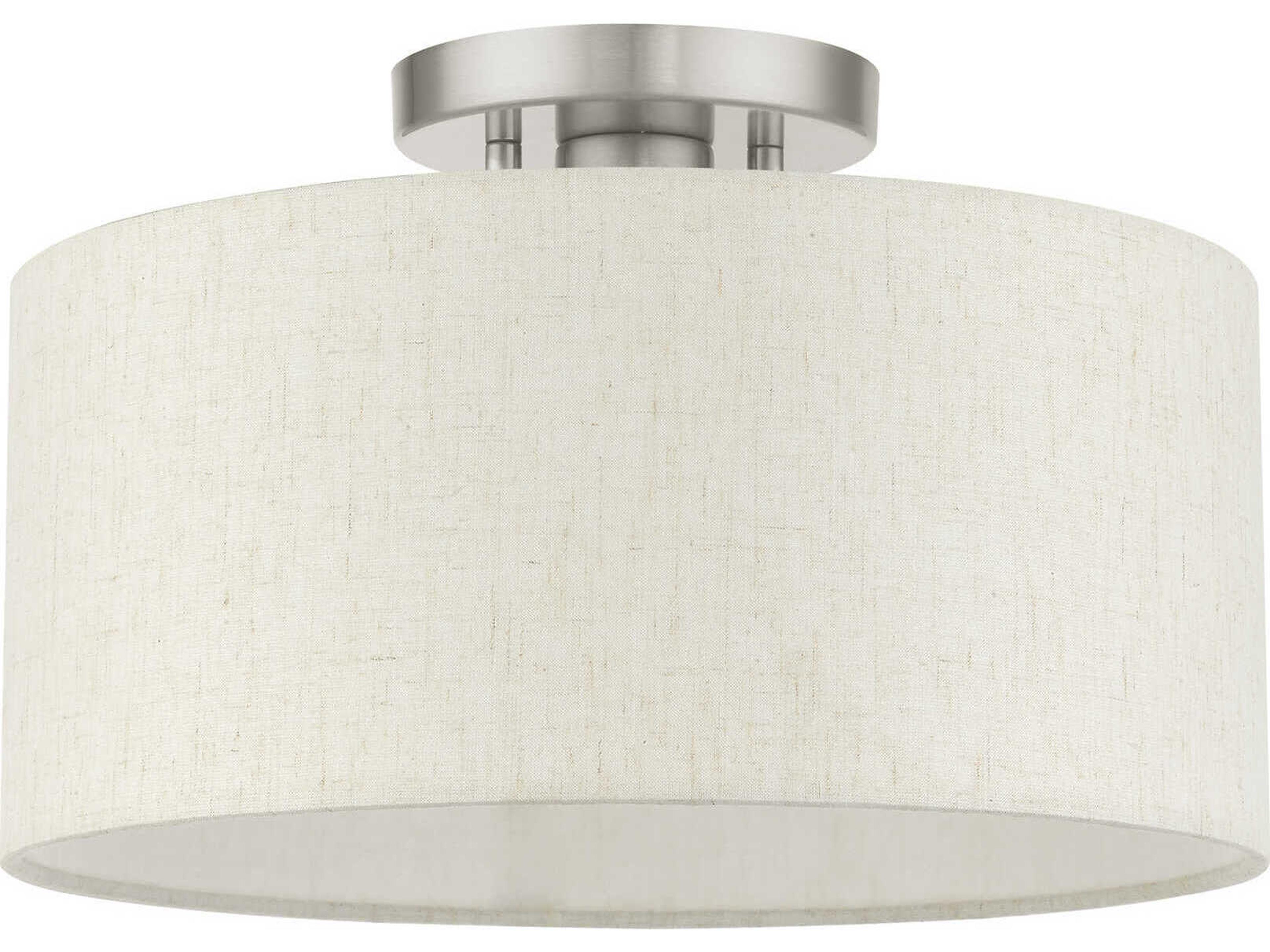 Livex Lighting Meadow 1-Light Brushed Nickel Drum Semi Flush Mount