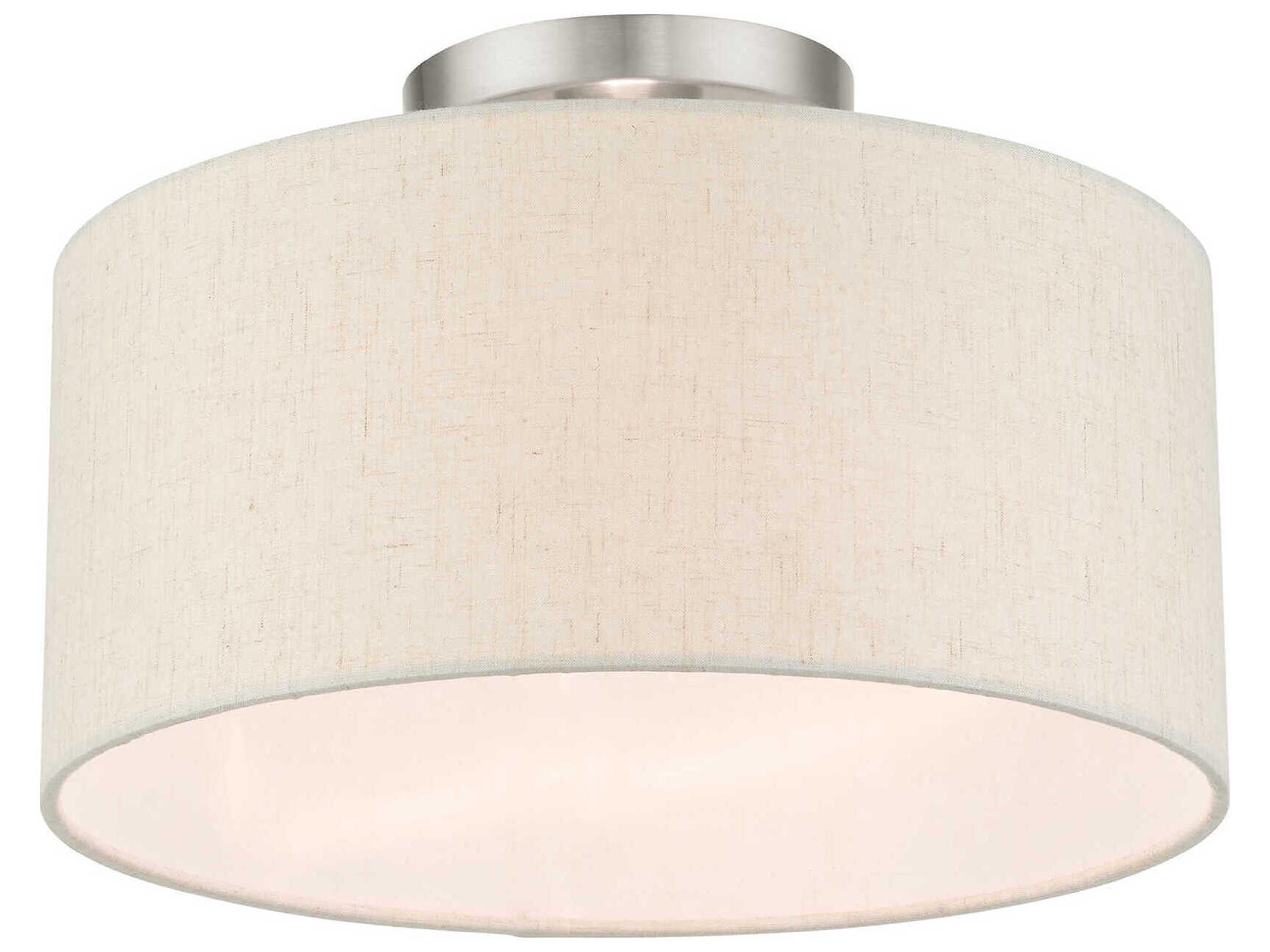 Livex Lighting Meadow 1-Light Brushed Nickel Drum Semi Flush Mount
