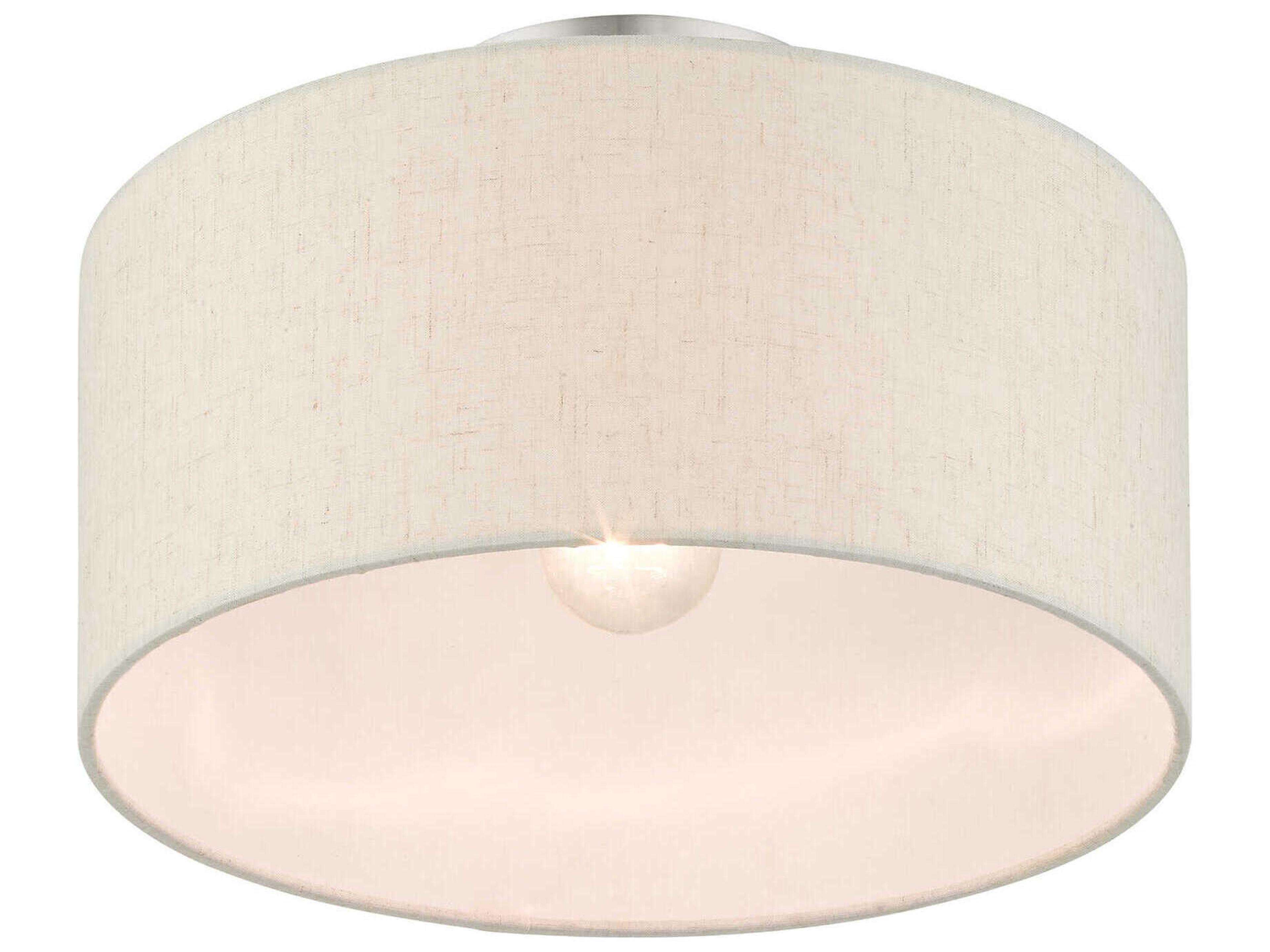 Livex Lighting Meadow 1-Light Brushed Nickel Drum Semi Flush Mount