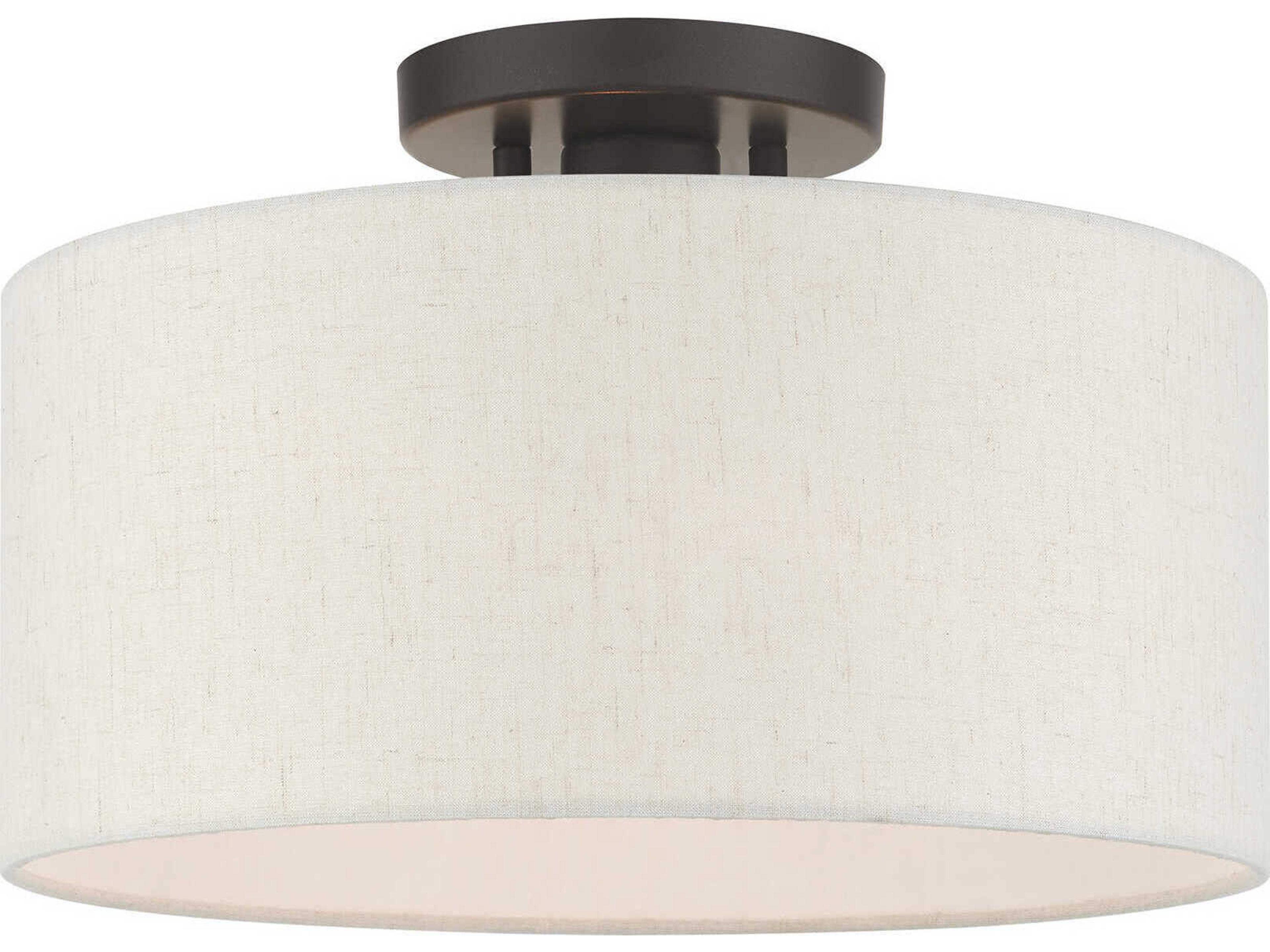 Meadow 1-Light English Bronze Drum Semi Flush Mount