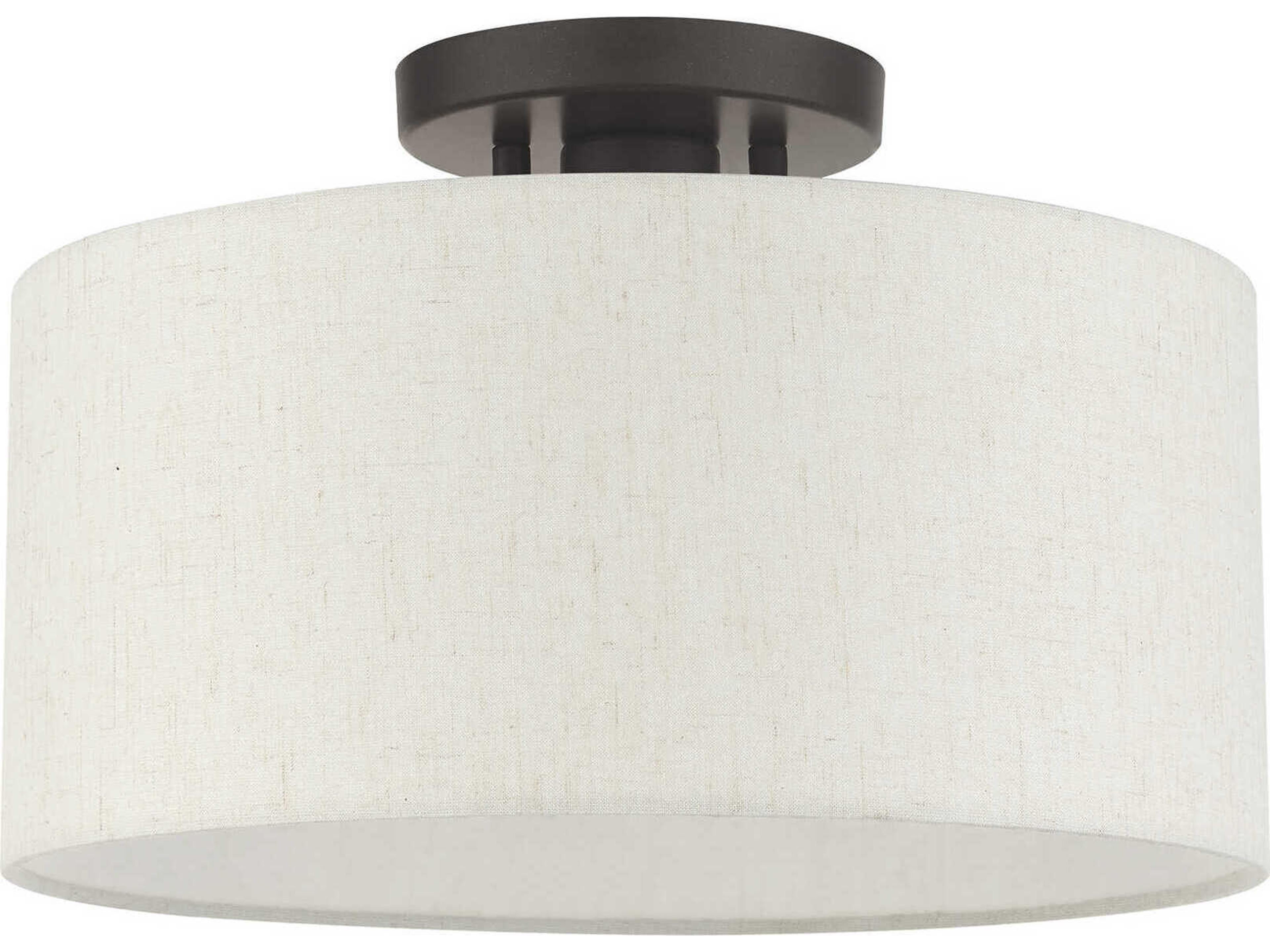 Livex Lighting Meadow 1-Light English Bronze Drum Semi Flush Mount
