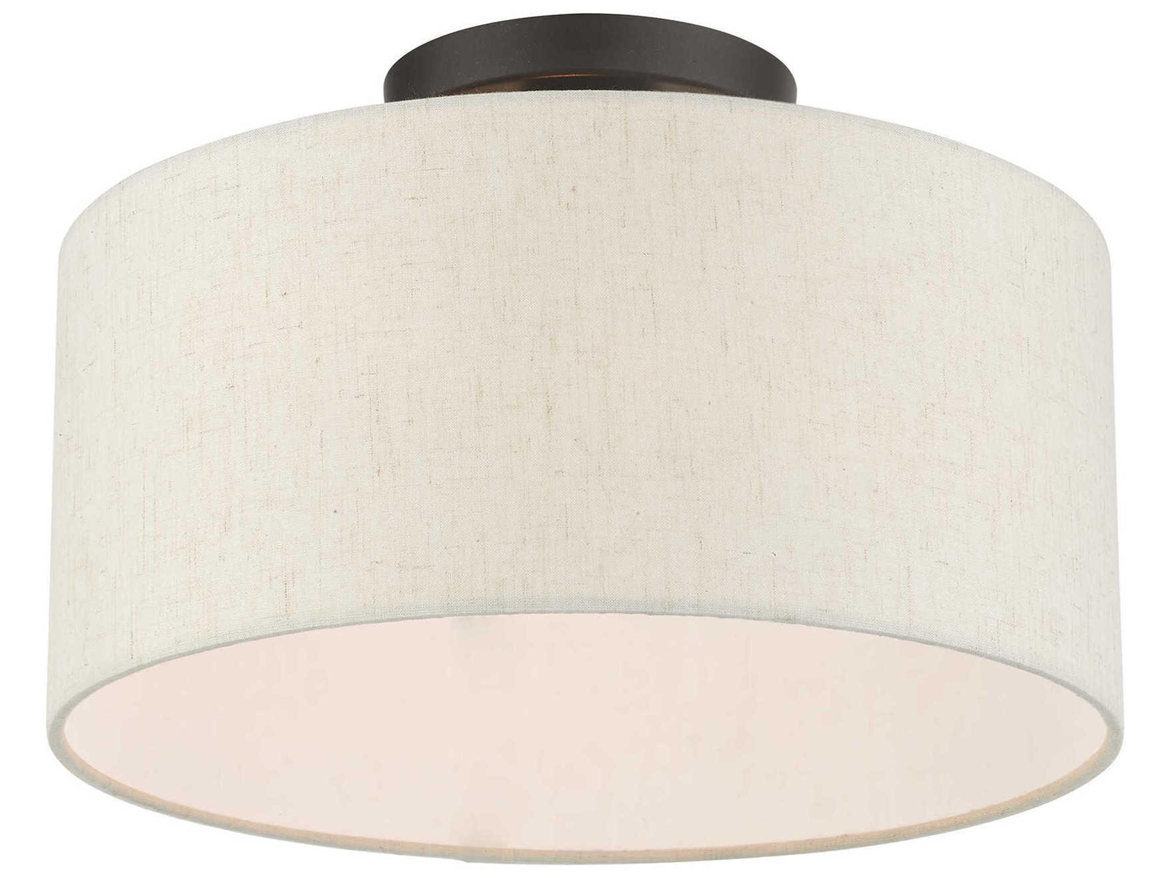 Livex Lighting Meadow 1-Light English Bronze Drum Semi Flush Mount