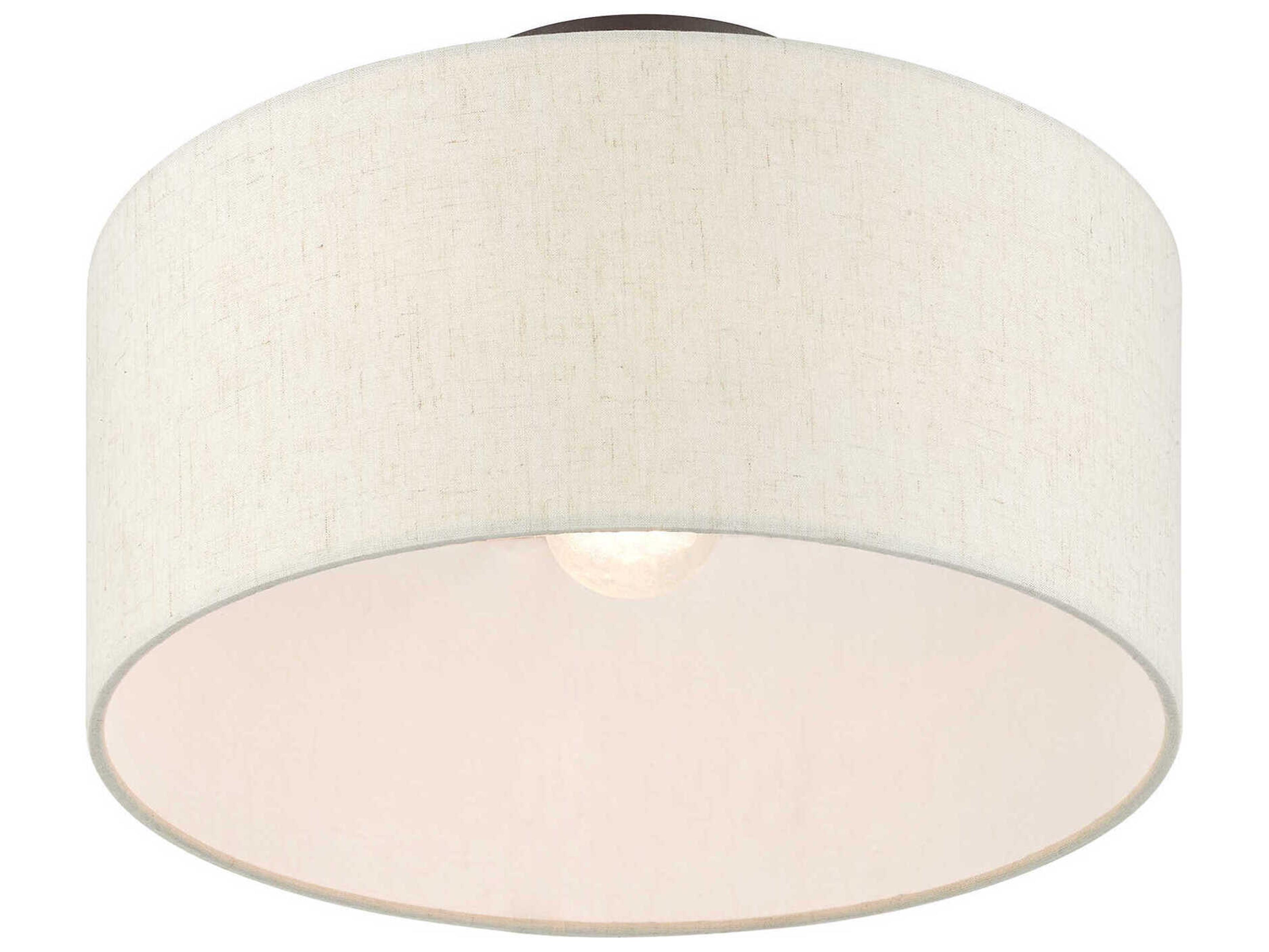 Livex Lighting Meadow 1-Light English Bronze Drum Semi Flush Mount