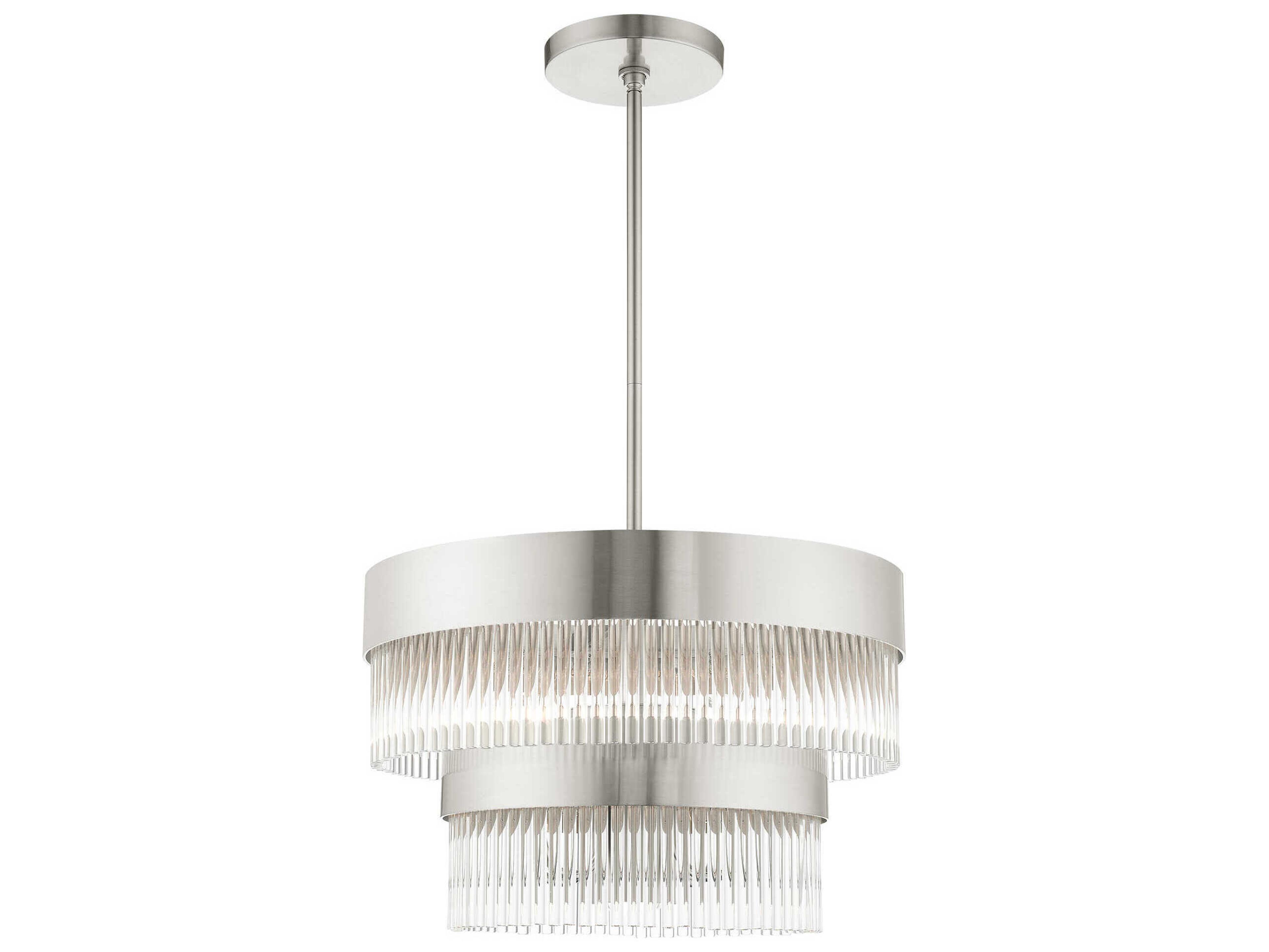 Livex Lighting Norwich 5-Light Brushed Nickel Crystal Candelabra Chandelier