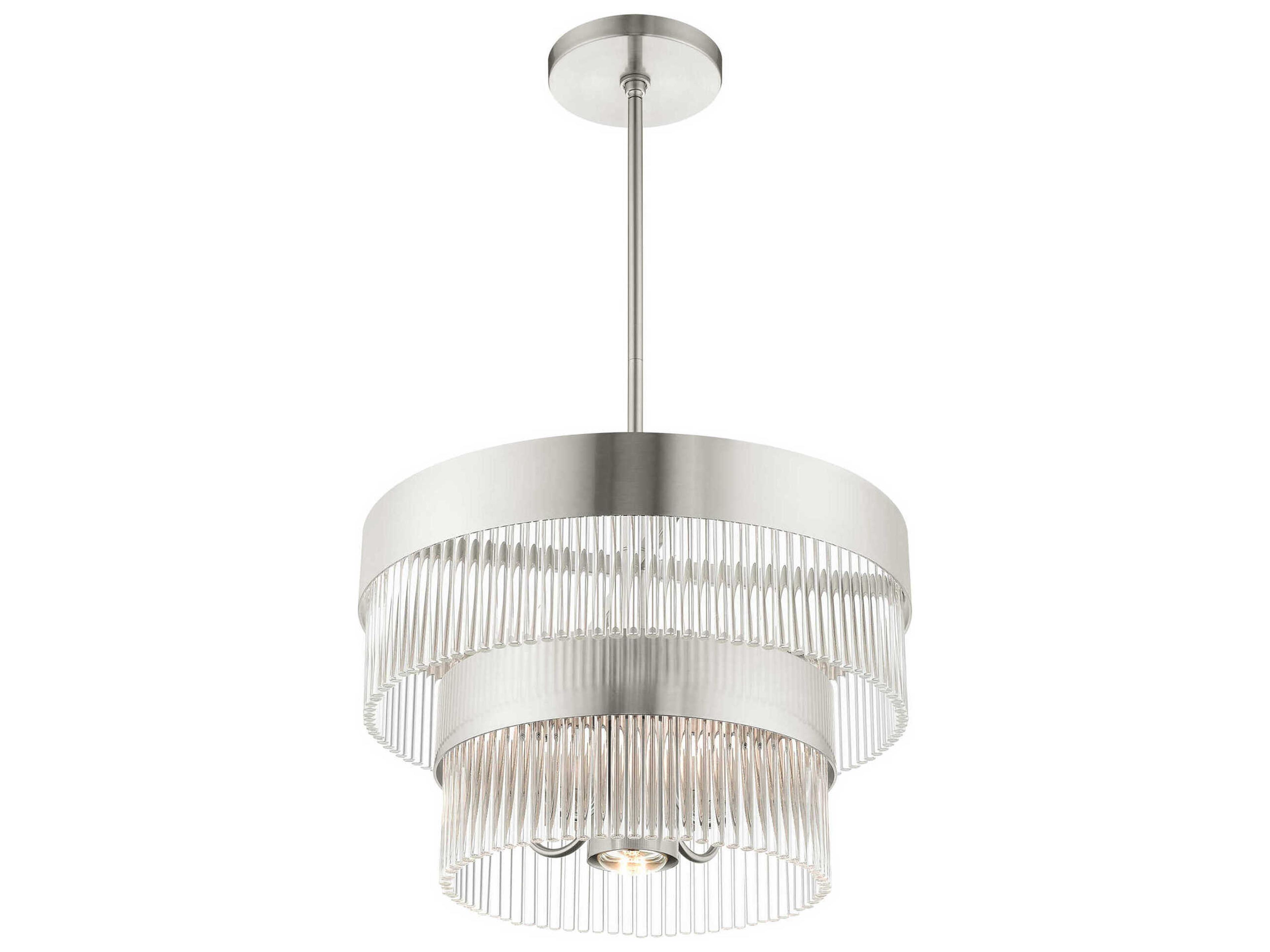 Livex Lighting Norwich 5-Light Brushed Nickel Crystal Candelabra Chandelier