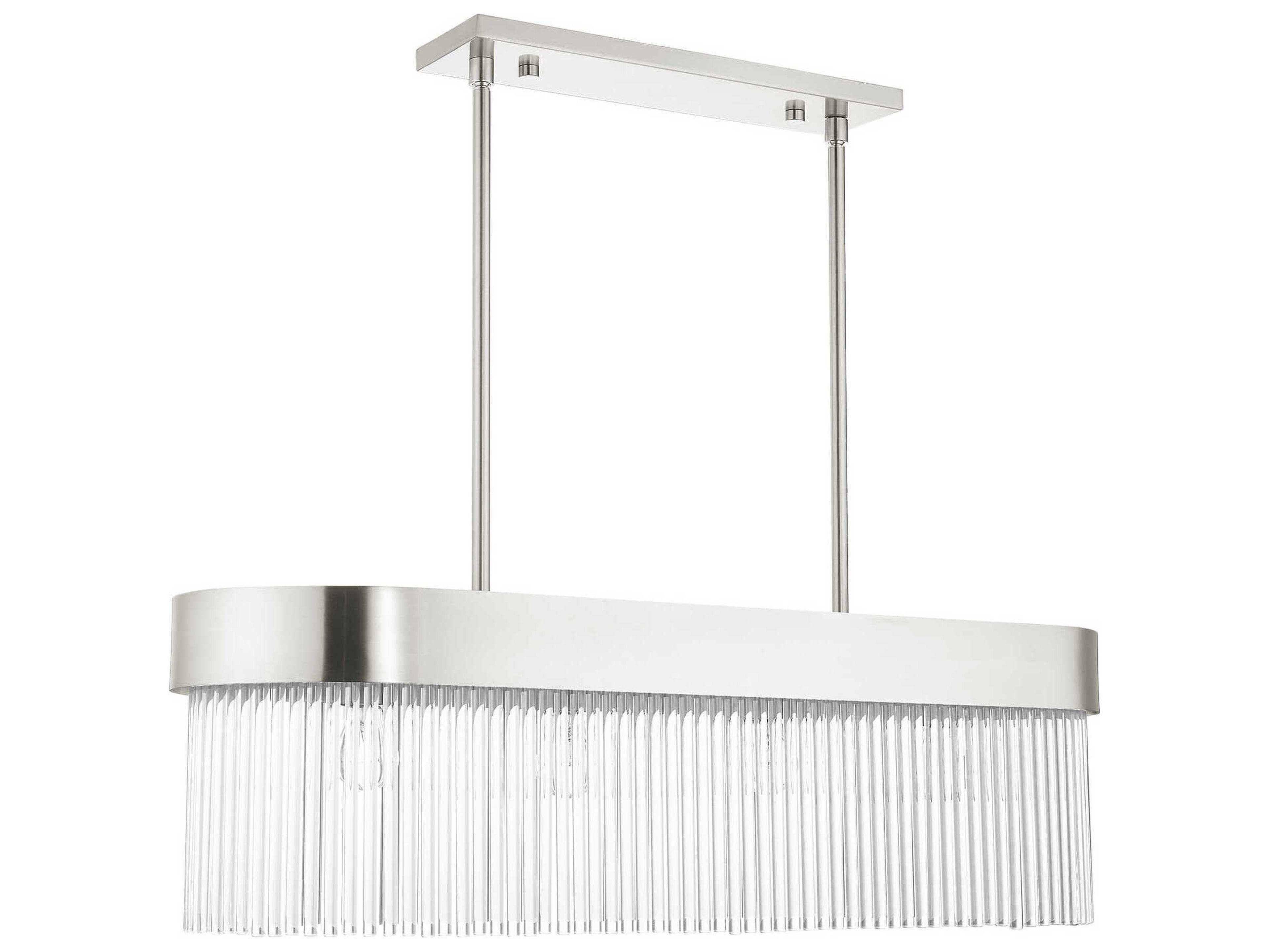 Livex Lighting Norwich 4-Light Brushed Nickel Crystal Island Pendant