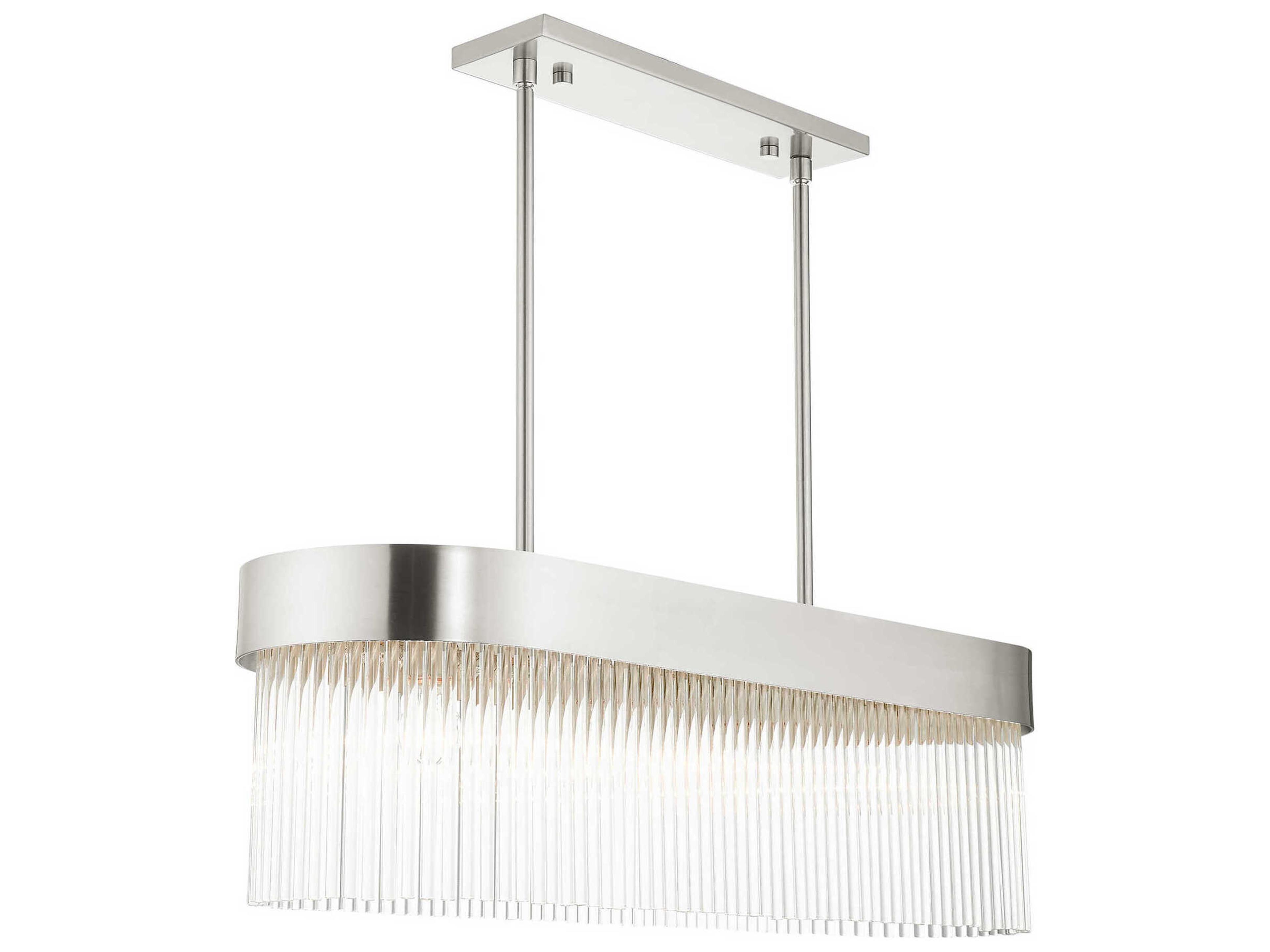 Livex Lighting Norwich 4-Light Brushed Nickel Crystal Island Pendant