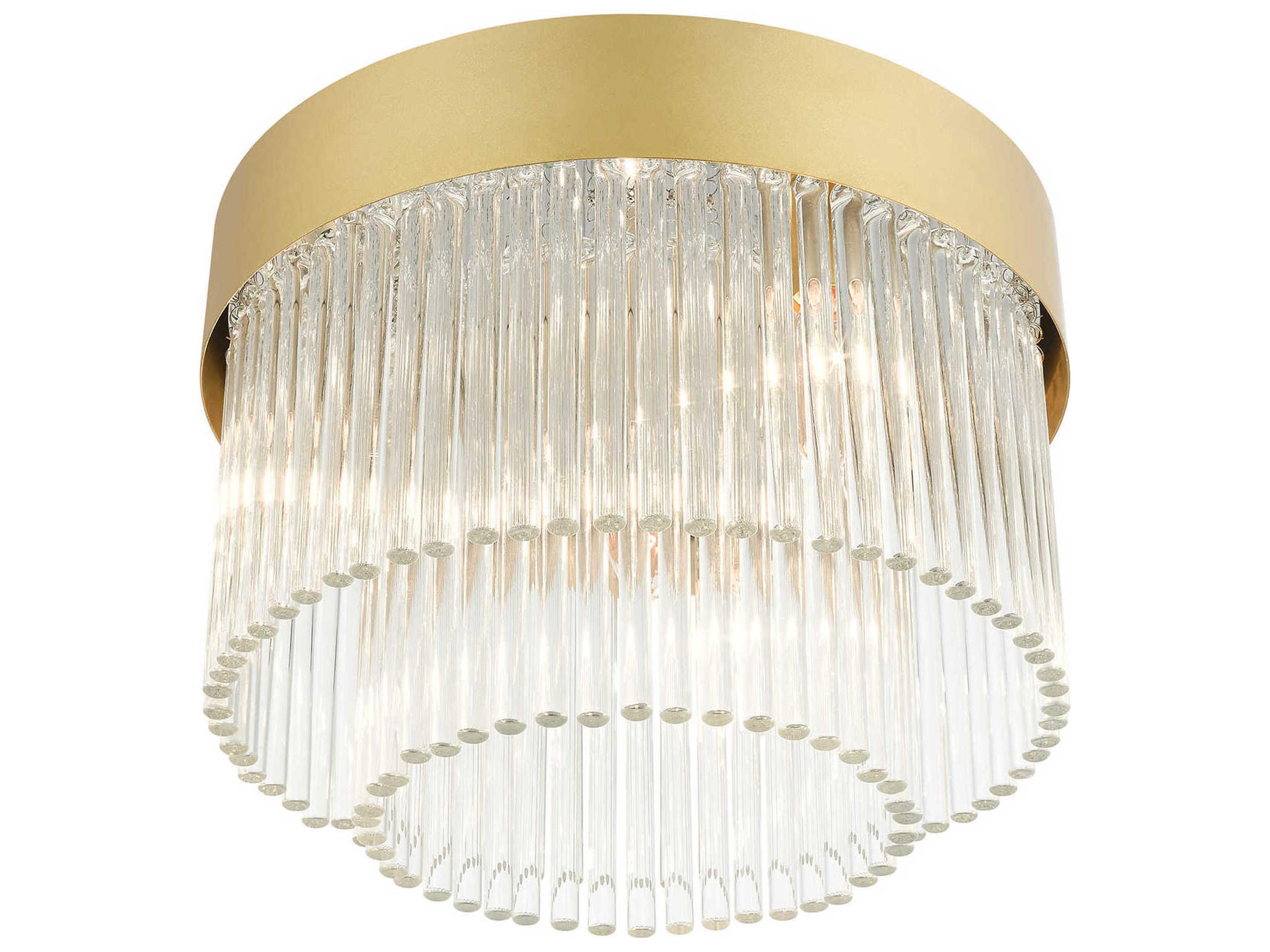 Livex Lighting Norwich 4-Light Soft Gold Crystal Drum Flush Mount