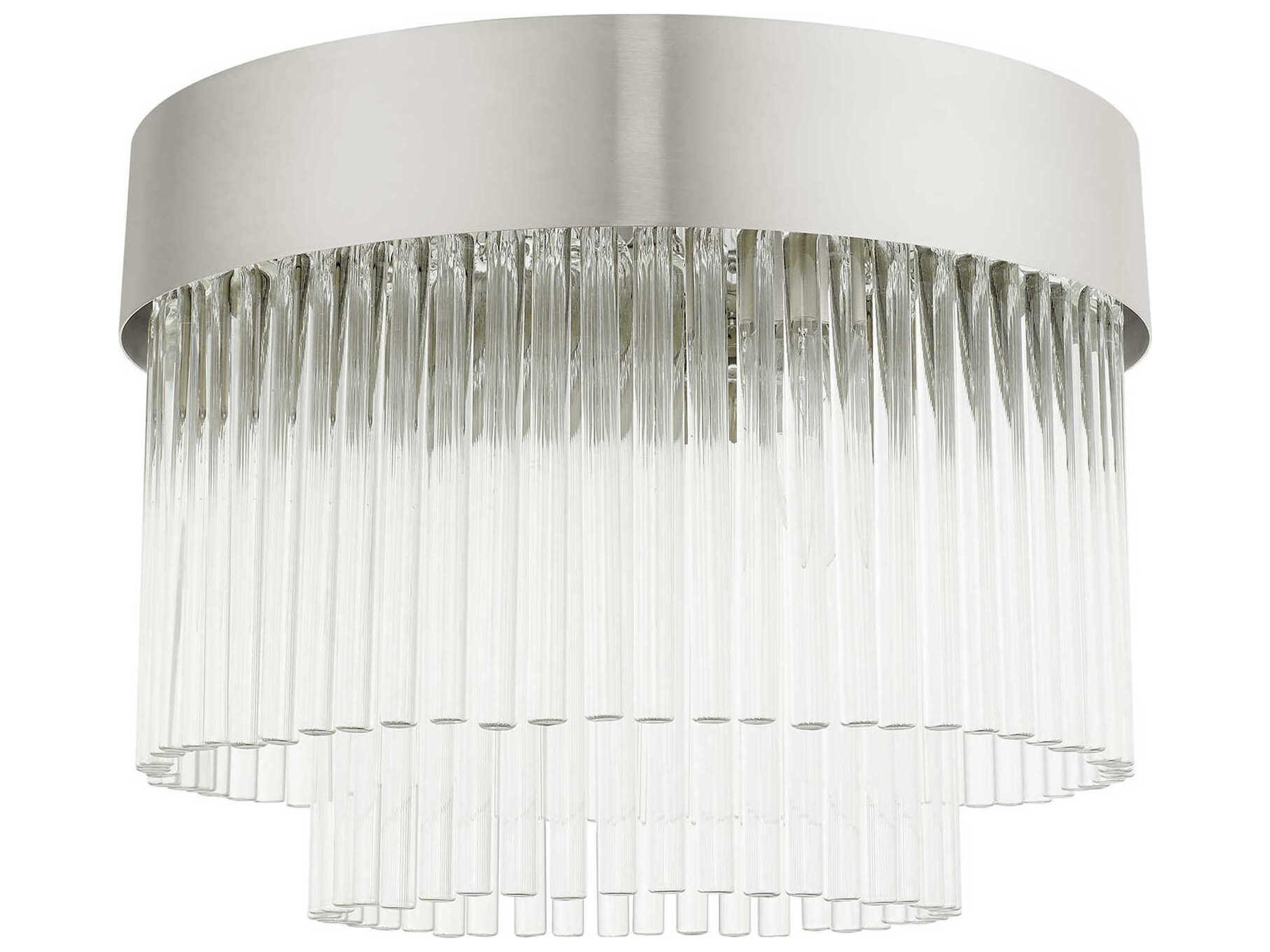 Livex Lighting Norwich 4-Light Brushed Nickel Crystal Drum Flush Mount