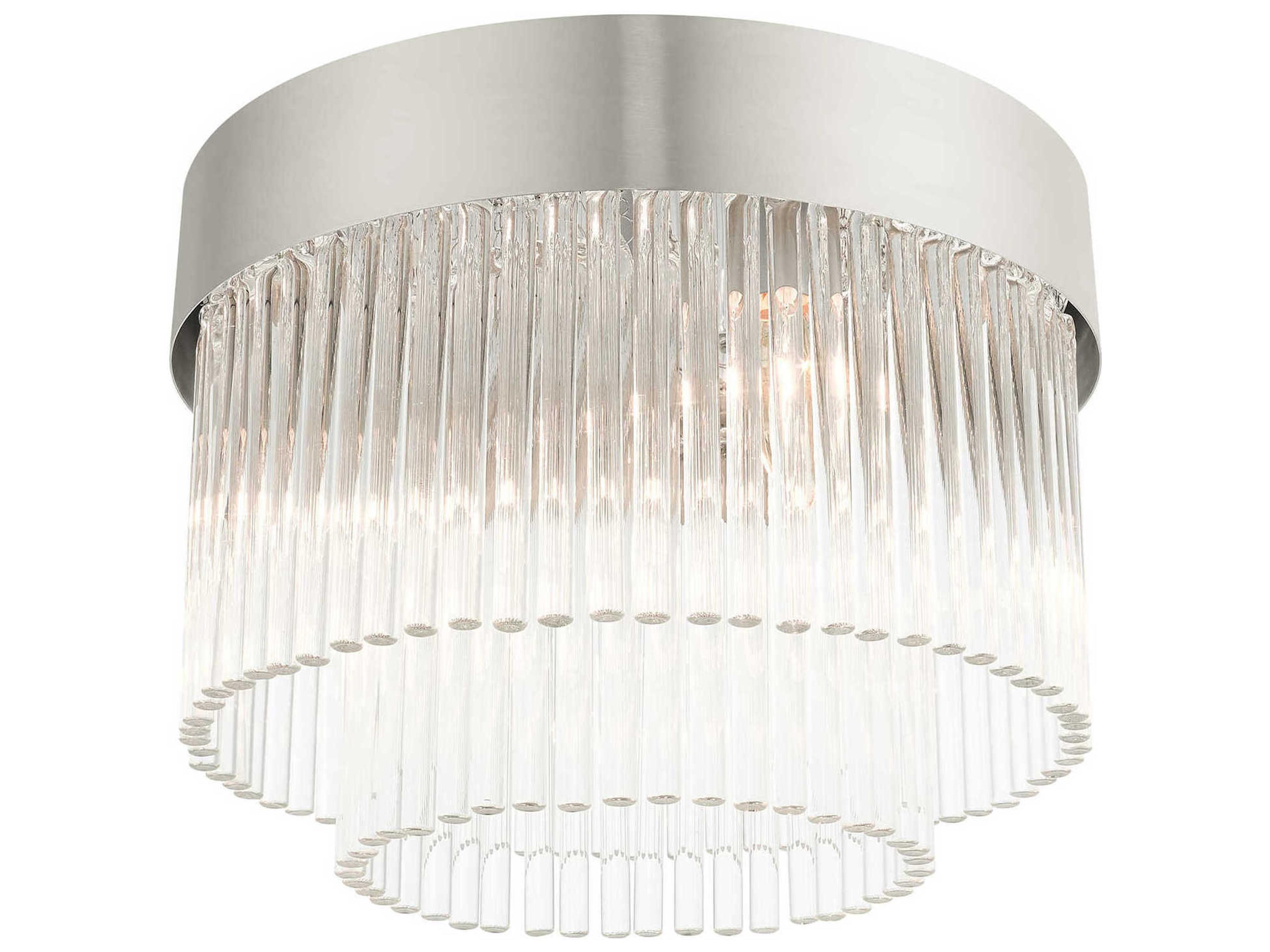 Livex Lighting Norwich 4-Light Brushed Nickel Crystal Drum Flush Mount