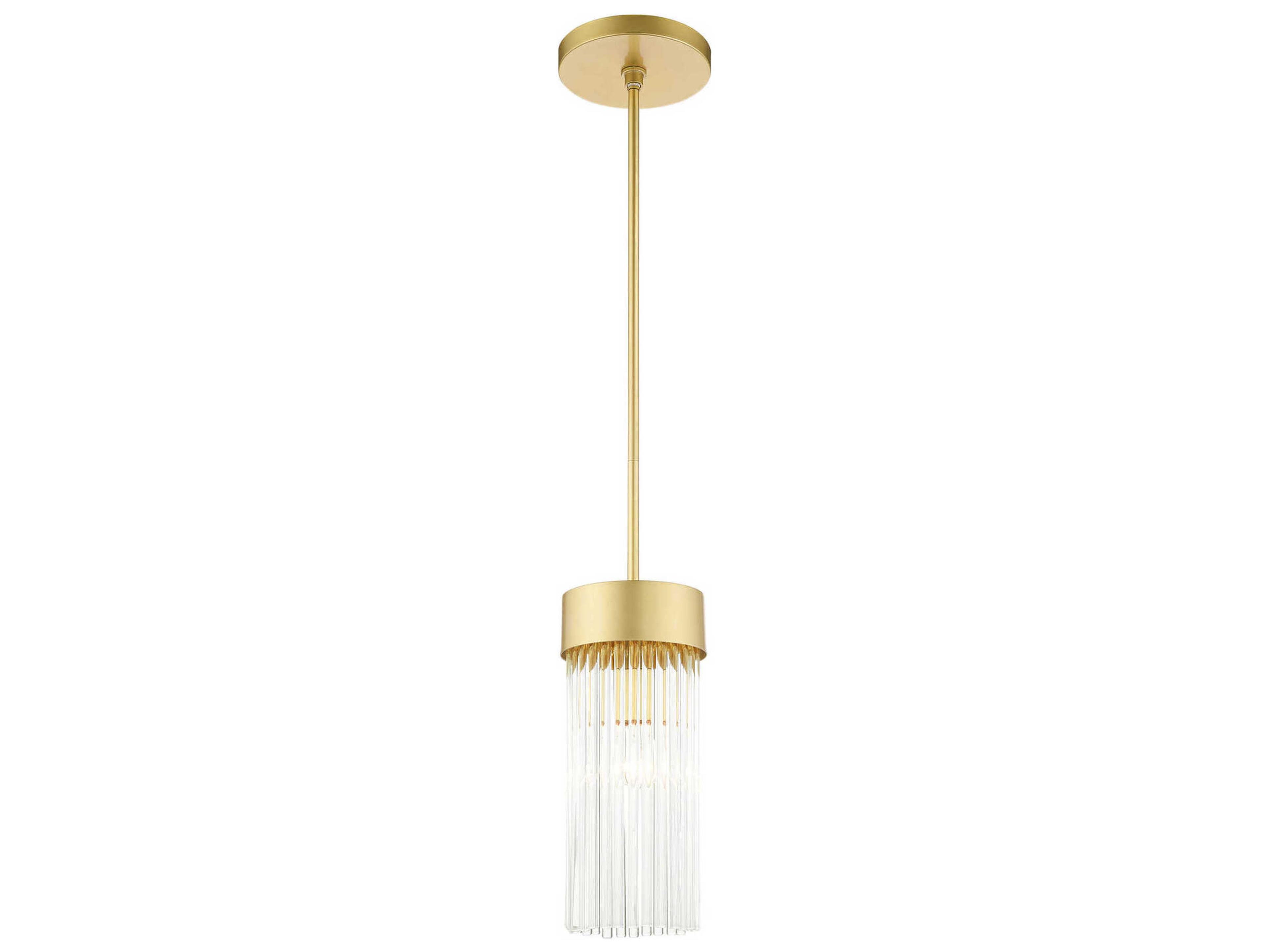 Livex Lighting Norwich 1-Light Soft Gold Crystal Cylinder Mini Pendant