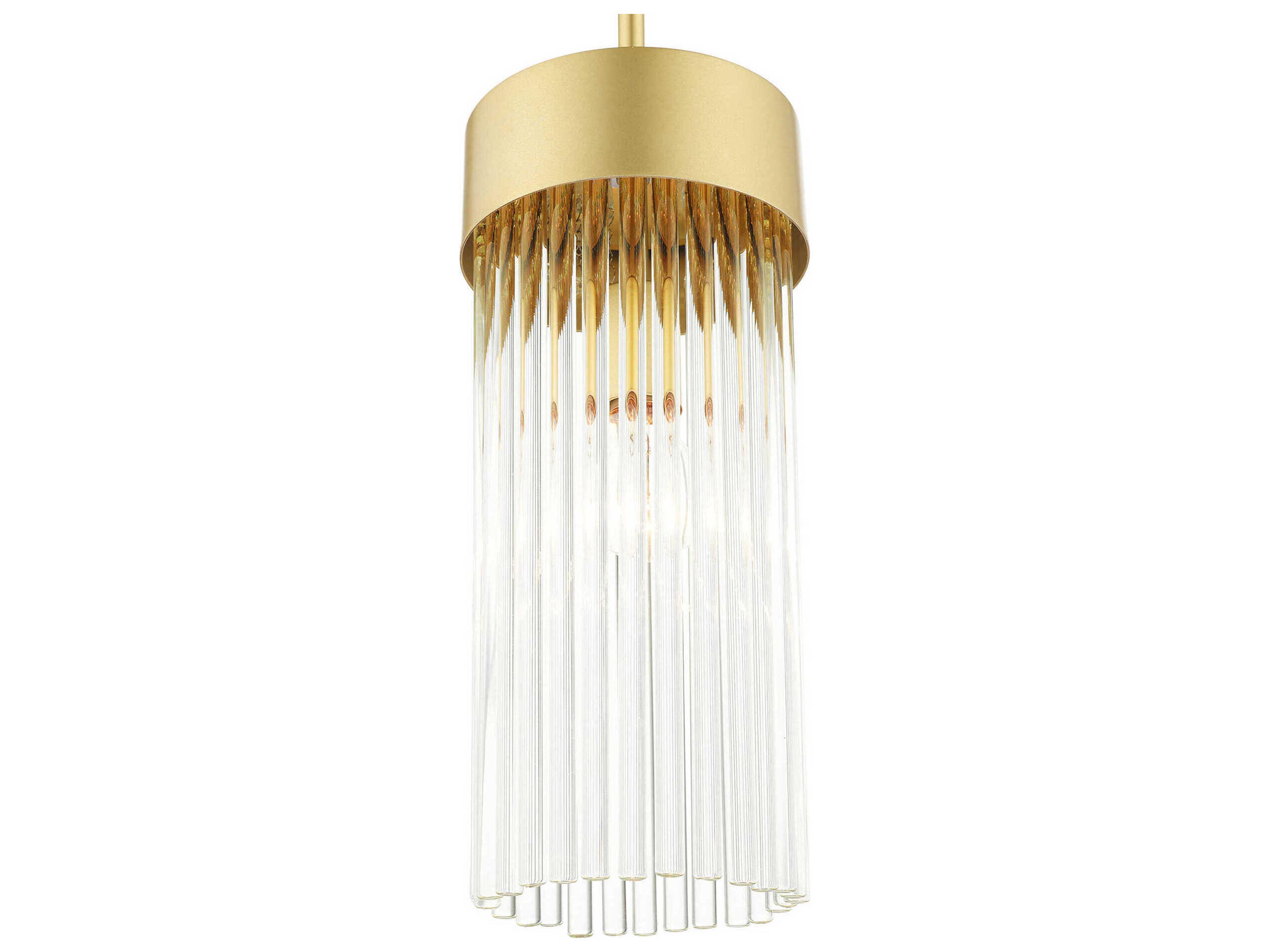 Livex Lighting Norwich 1-Light Soft Gold Crystal Cylinder Mini Pendant