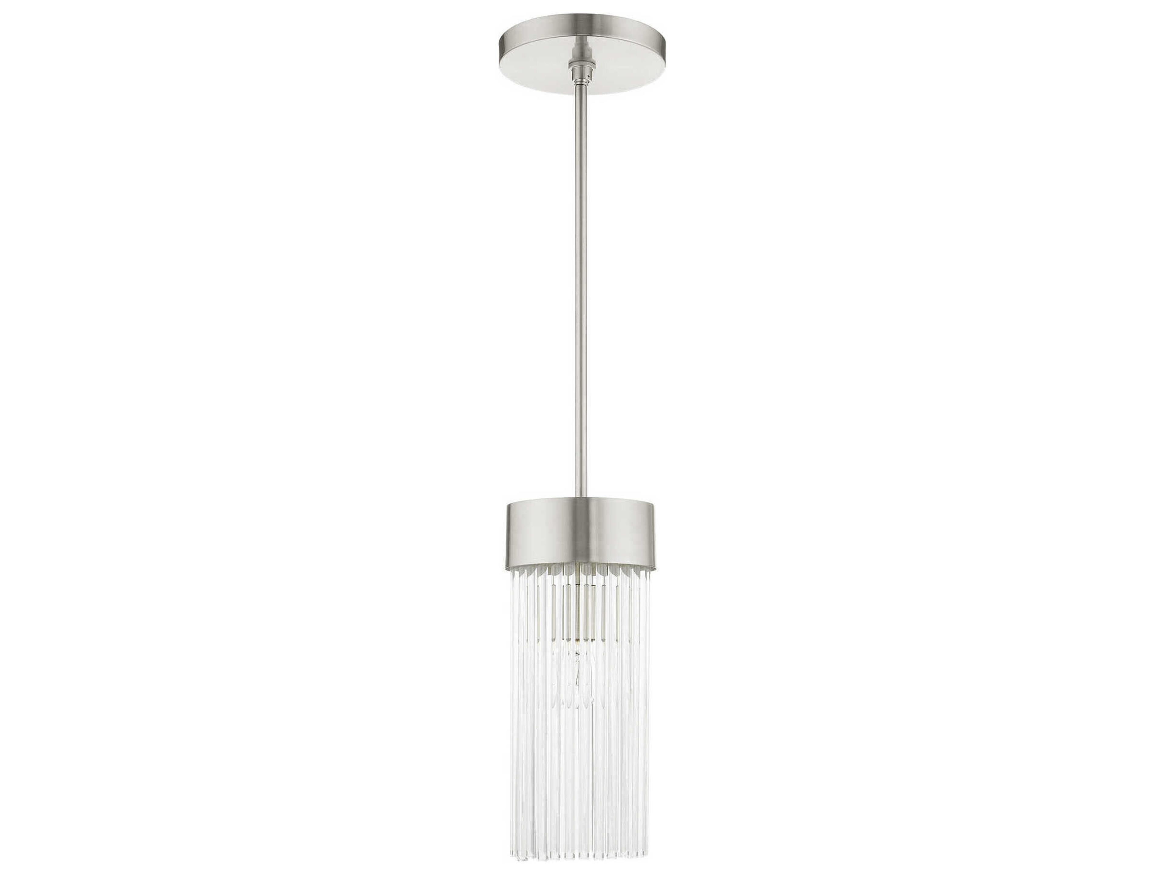Livex Lighting Norwich 1-Light Brushed Nickel Crystal Cylinder Mini Pendant