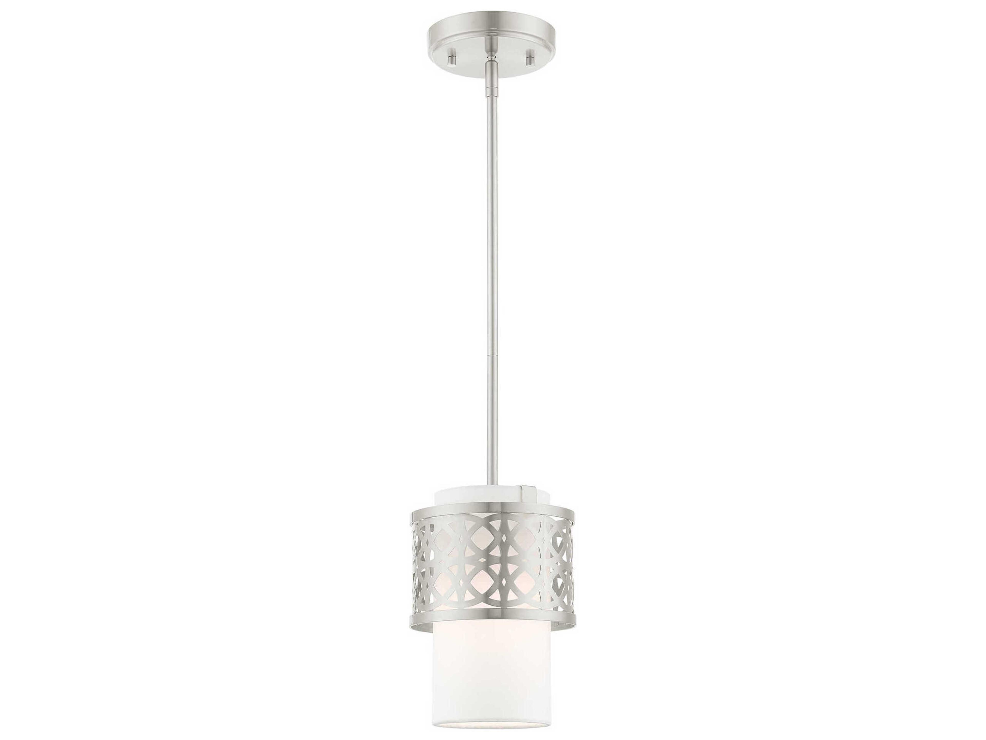 Calinda 1-Light Brushed Nickel Cylinder Mini Pendant