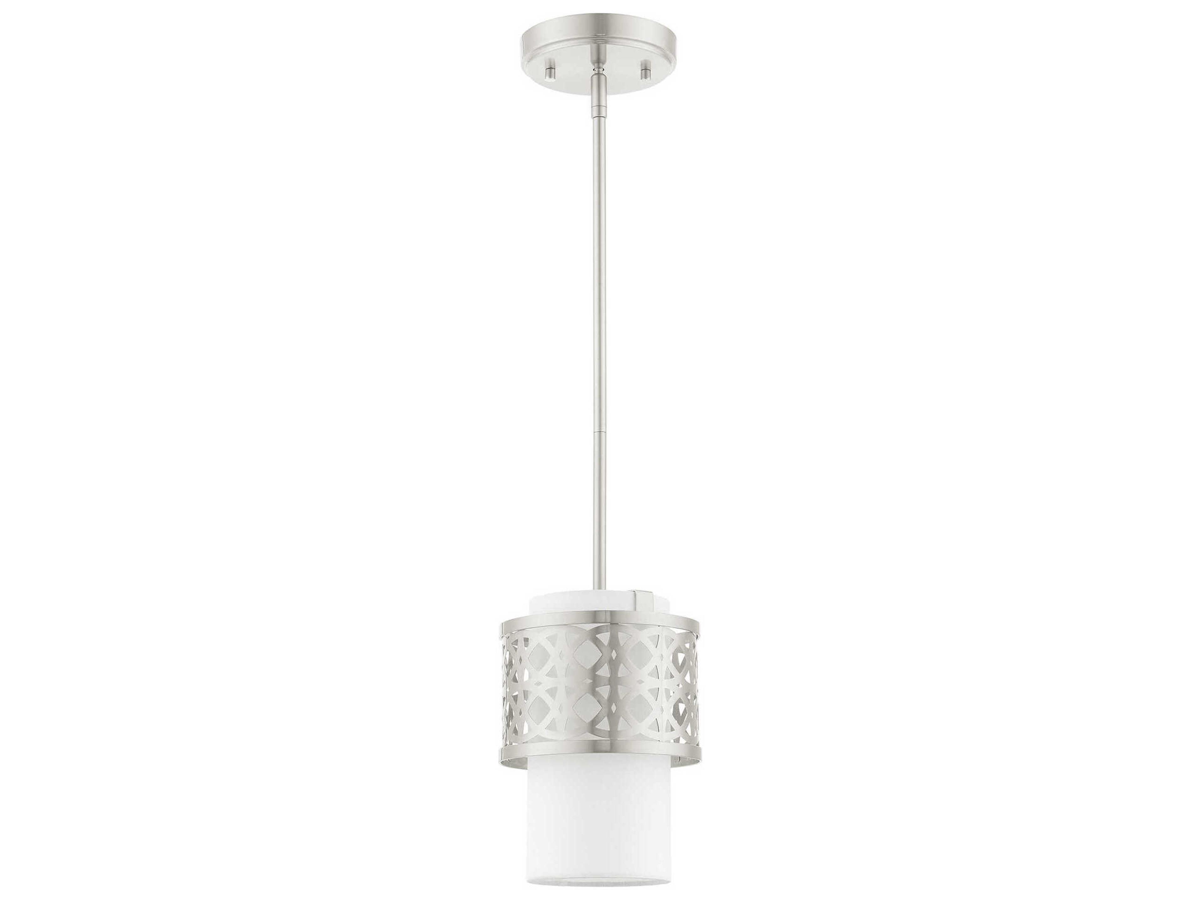 Livex Lighting Calinda 1-Light Brushed Nickel Cylinder Mini Pendant