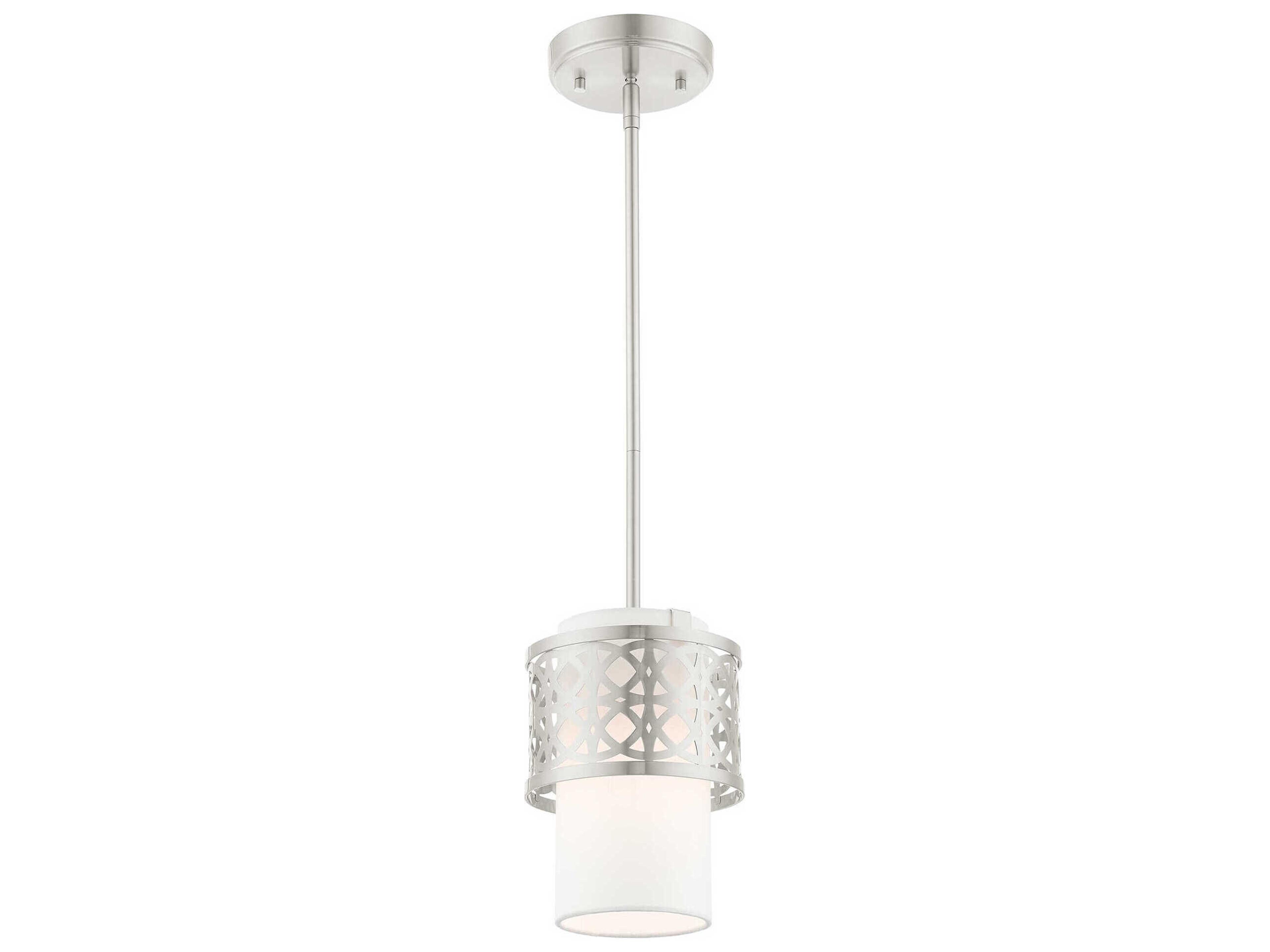 Livex Lighting Calinda 1-Light Brushed Nickel Cylinder Mini Pendant