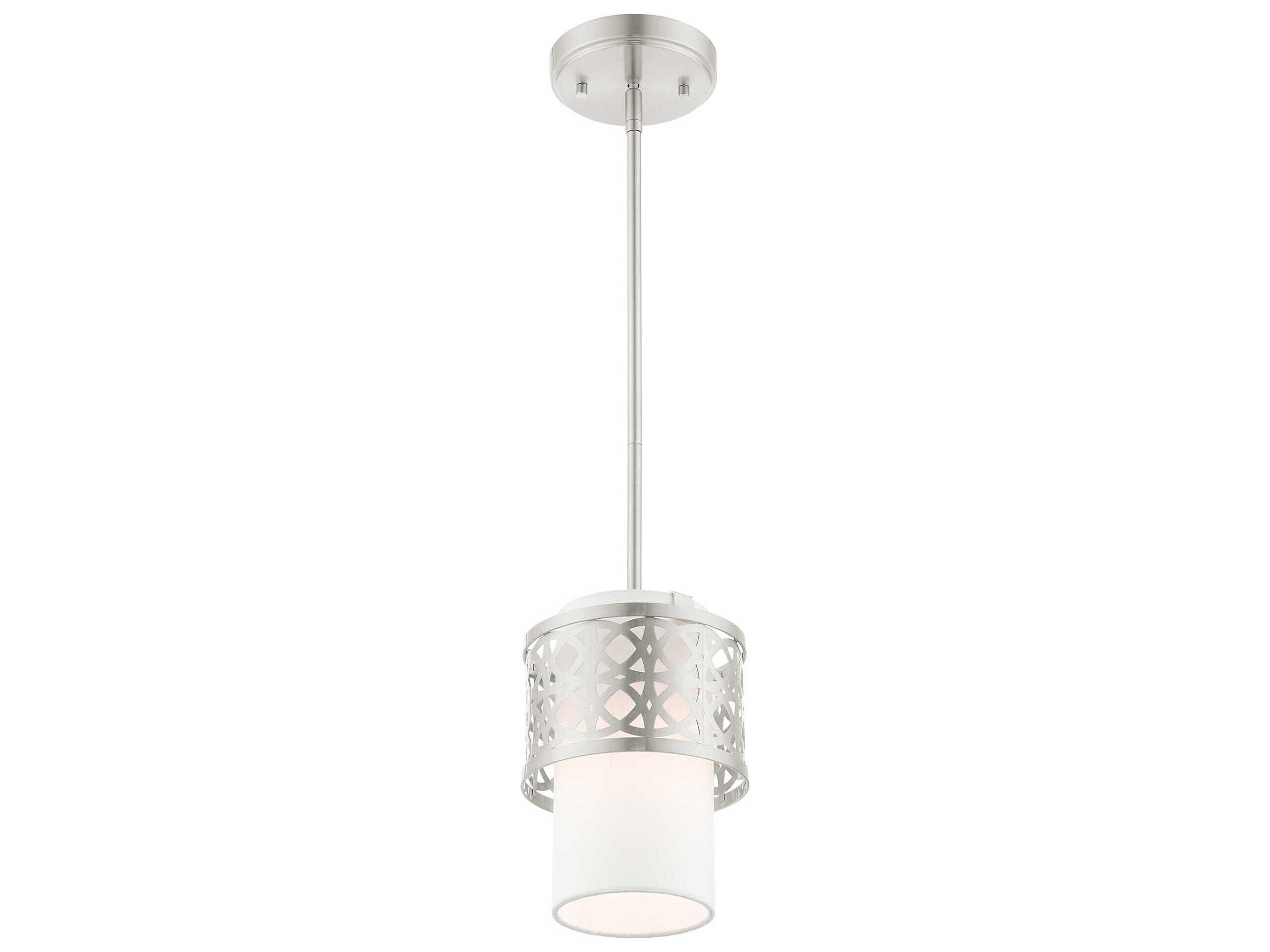 Livex Lighting Calinda 1-Light Brushed Nickel Cylinder Mini Pendant