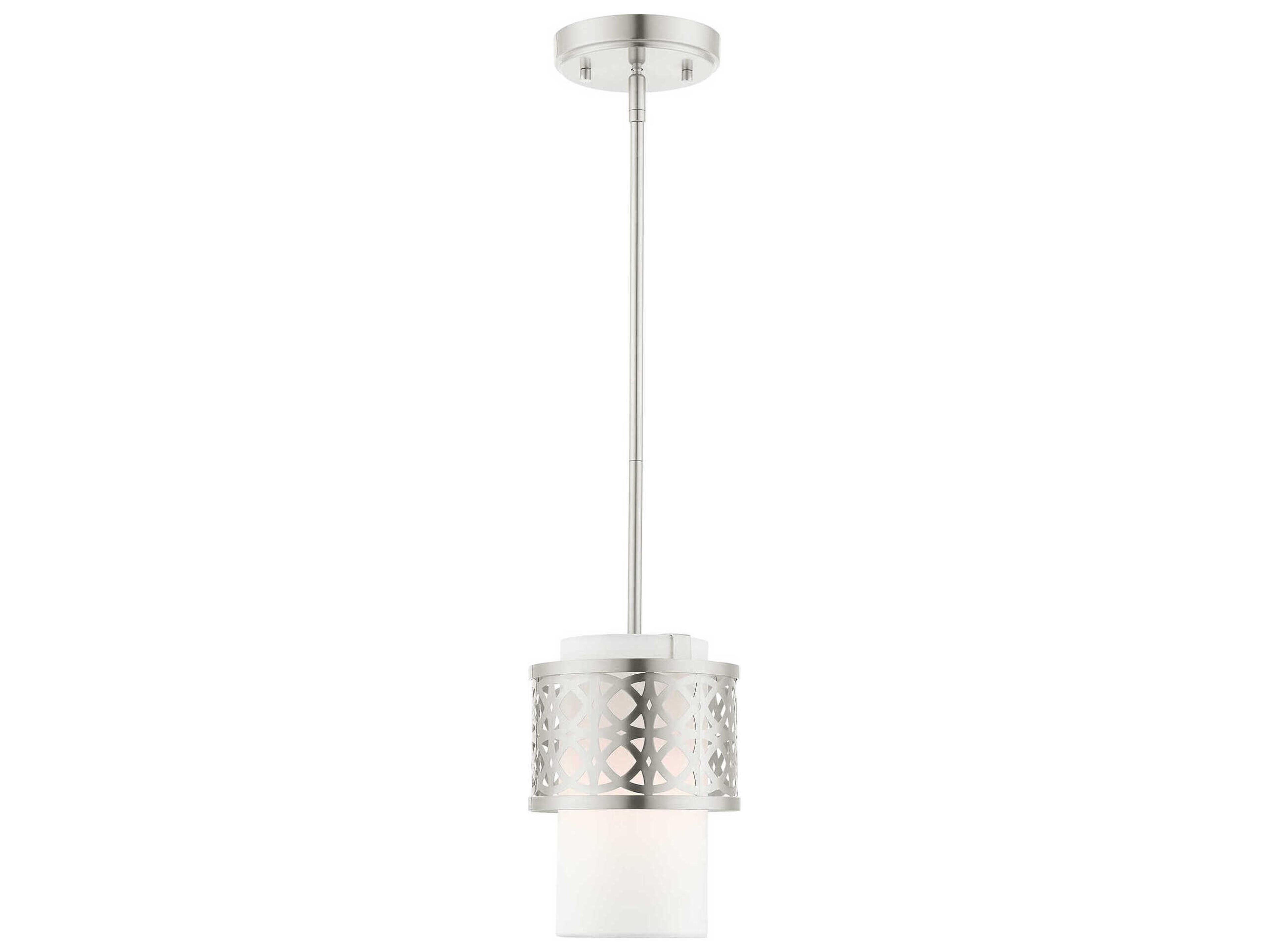 Livex Lighting Calinda 1-Light Brushed Nickel Cylinder Mini Pendant