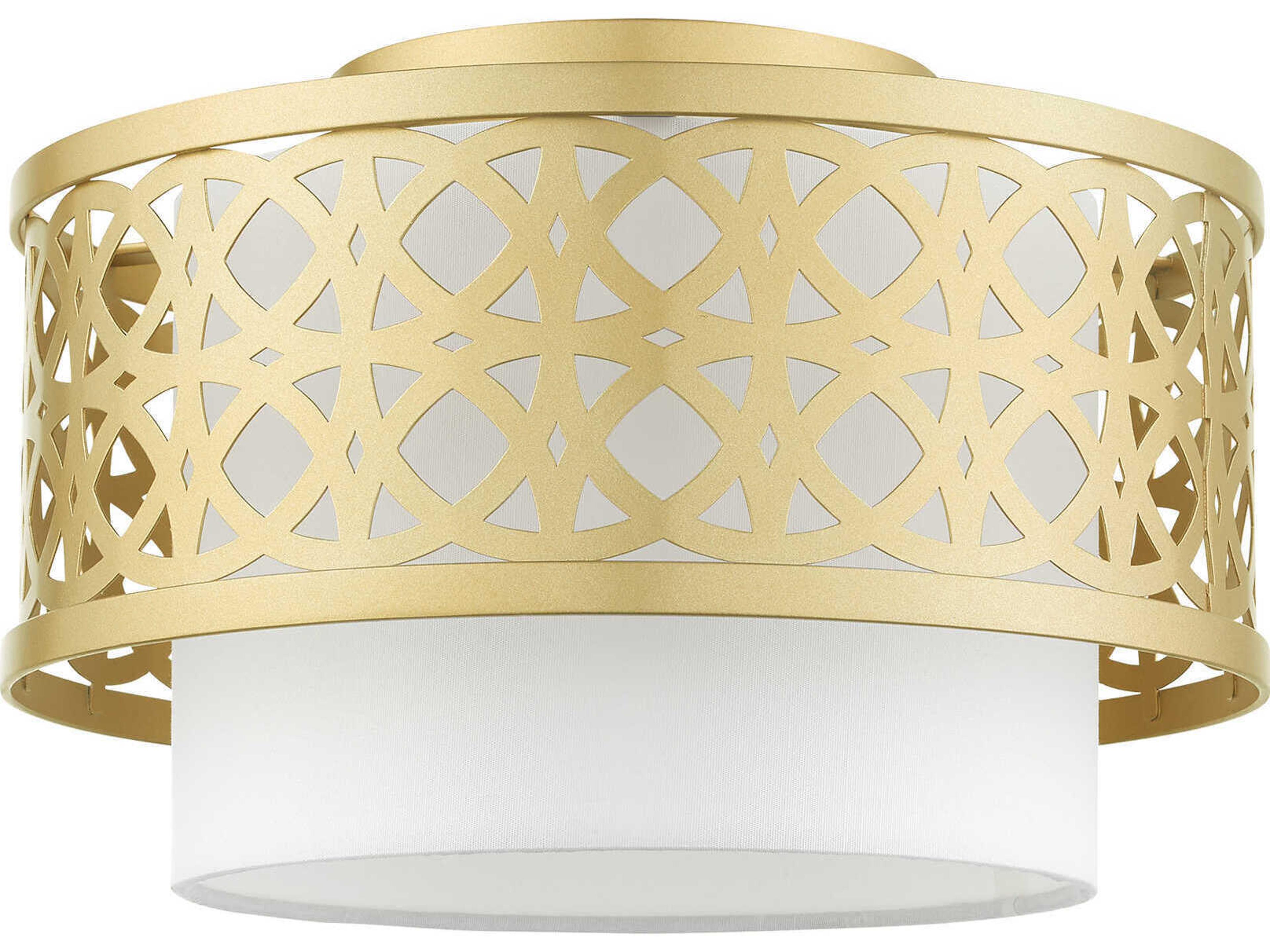 Livex Lighting Calinda 1-Light Soft Gold Drum Semi Flush Mount