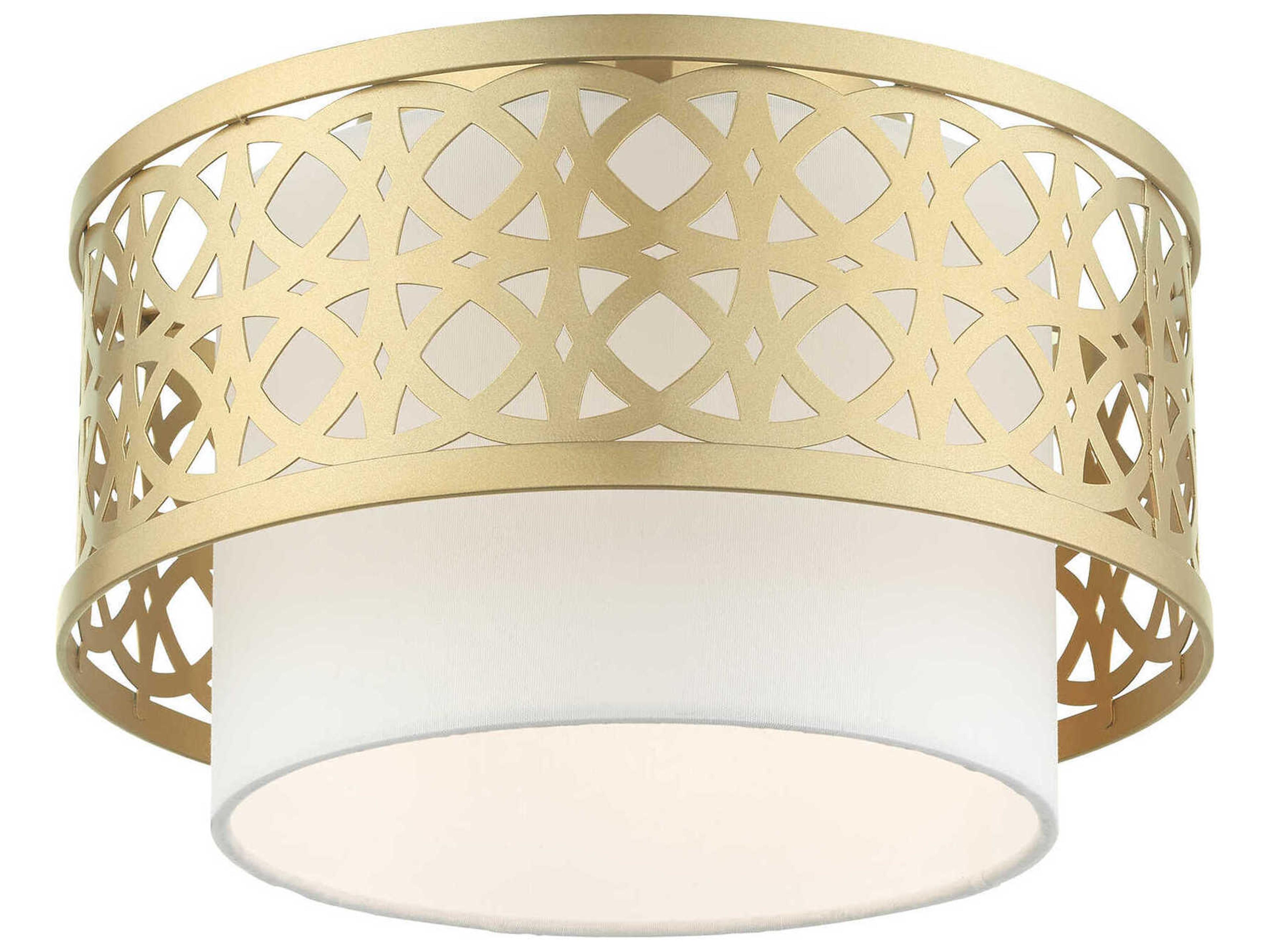 Livex Lighting Calinda 1-Light Soft Gold Drum Semi Flush Mount