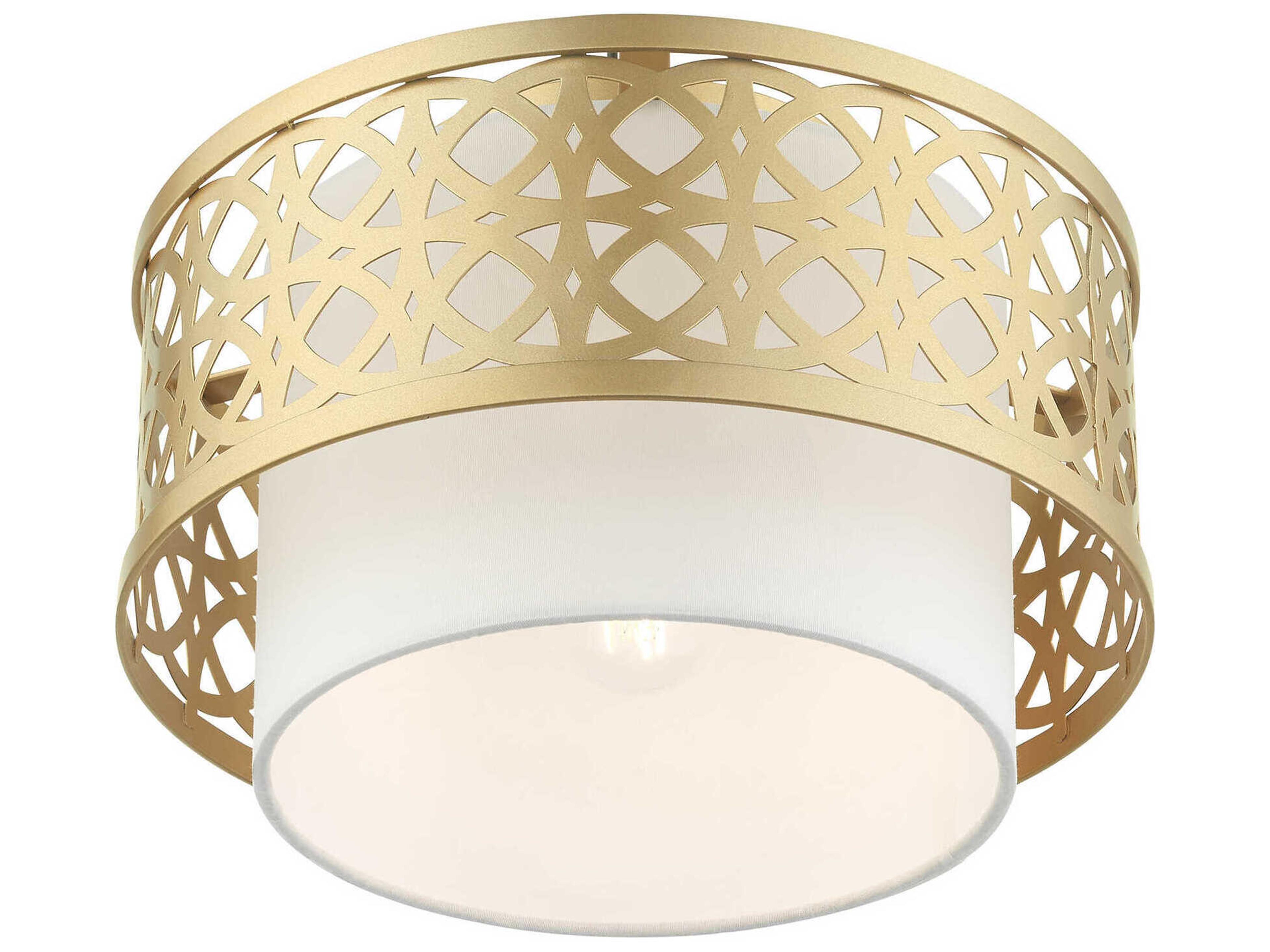 Livex Lighting Calinda 1-Light Soft Gold Drum Semi Flush Mount