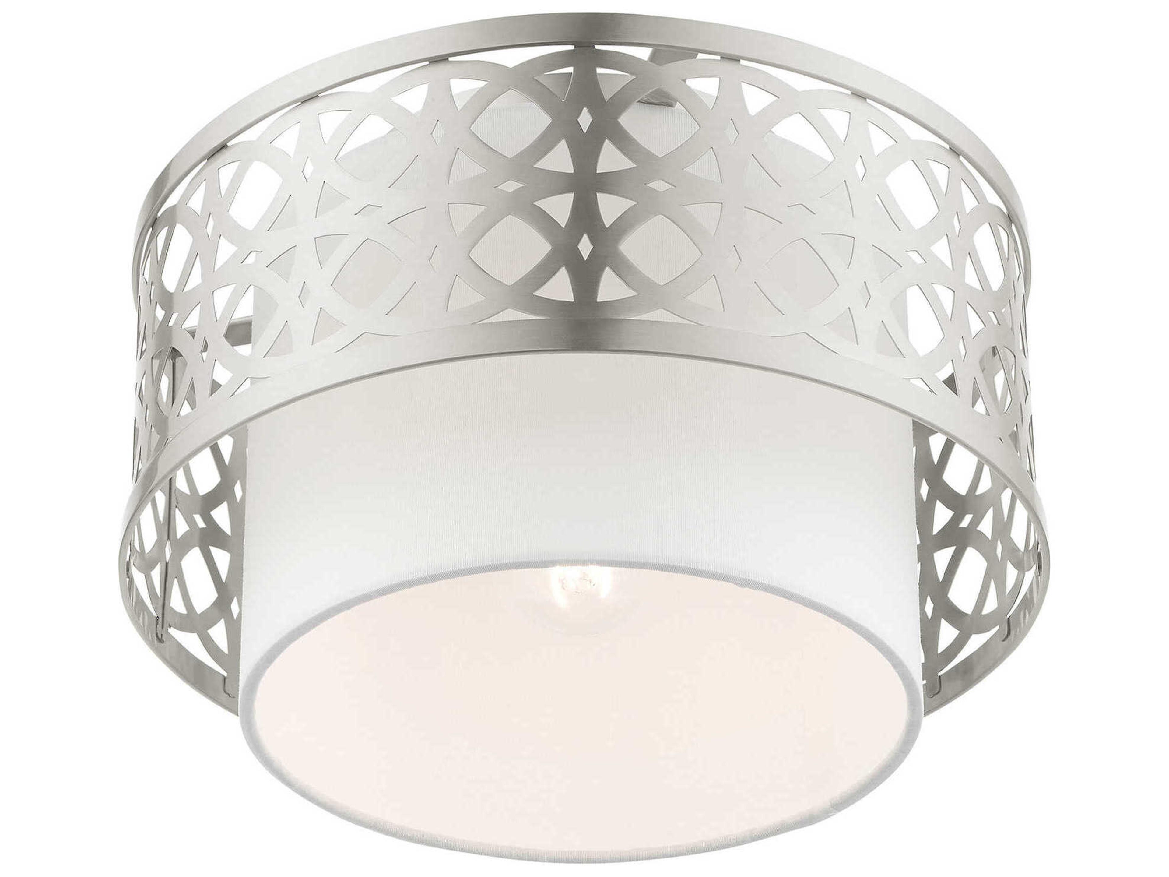 Livex Lighting Calinda 1-Light Brushed Nickel Drum Semi Flush Mount
