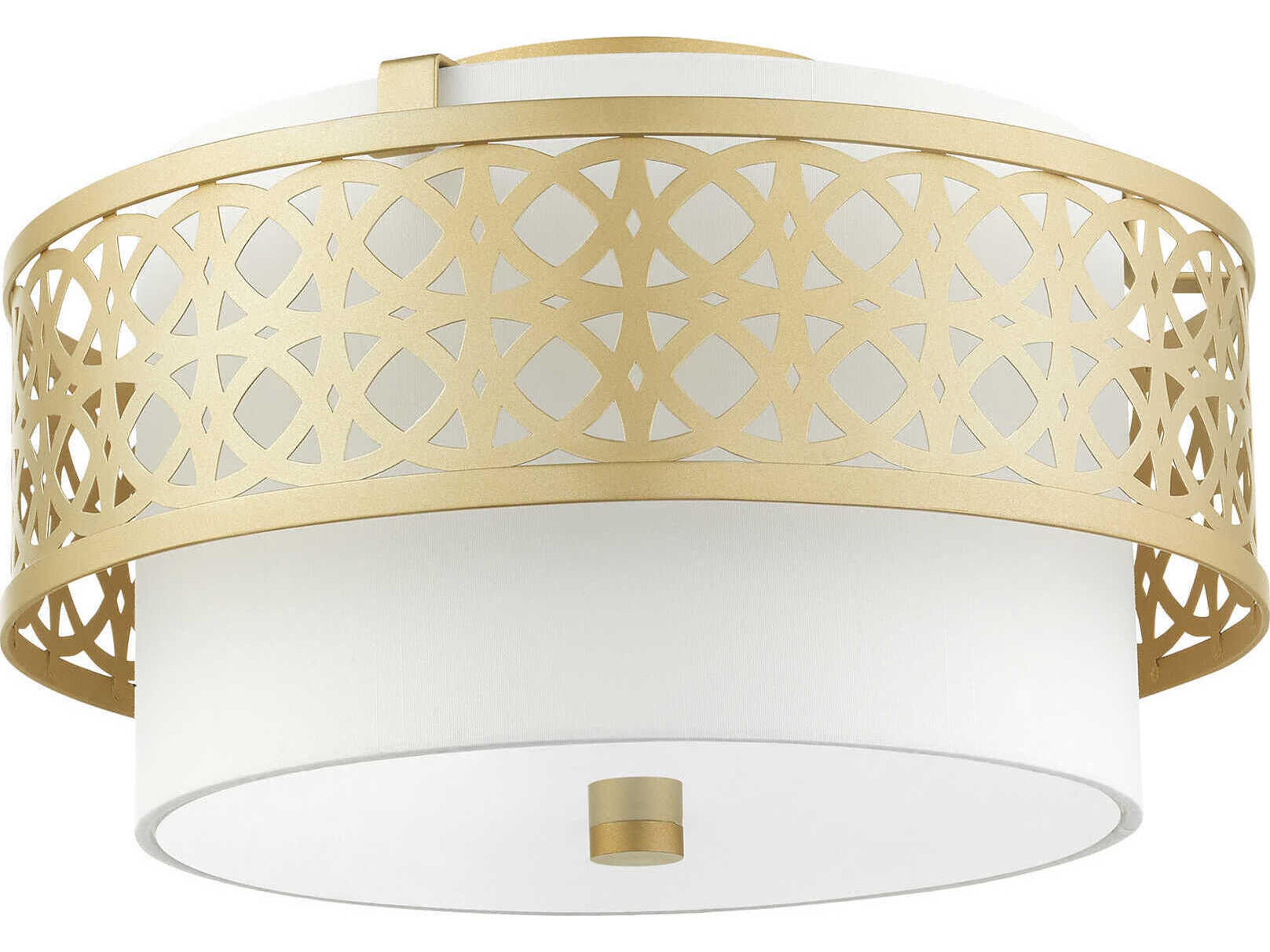 Livex Lighting Calinda 3-Light Soft Gold Drum Semi Flush Mount
